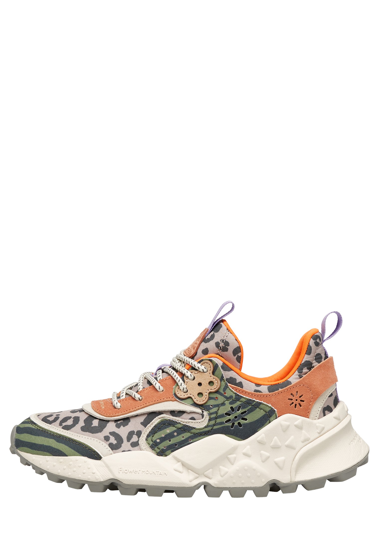 KOTETSU WOMAN - Suede and technical fabric sneakers - Sage-Tan