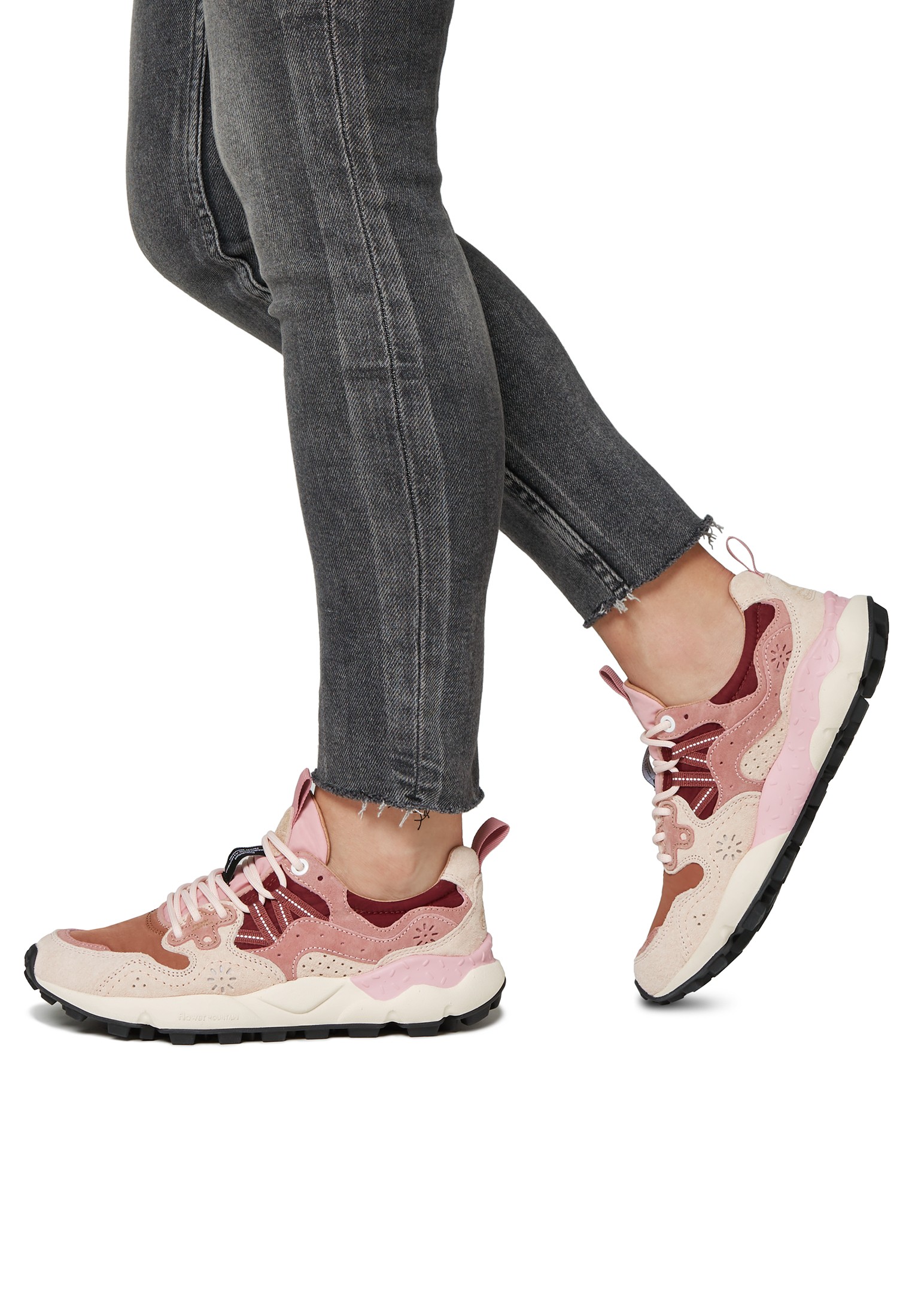 YAMANO 3 WOMAN - Suede and technical fabric sneakers - Powder pink-Purple