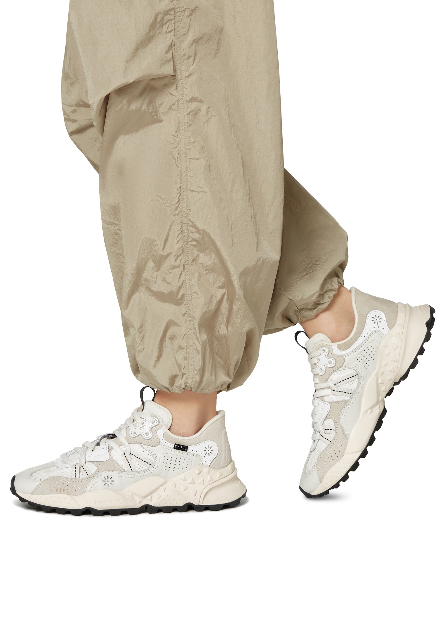 TIGER HILL NAPE UNI - Suede and technical fabric sneakers - White-Beige