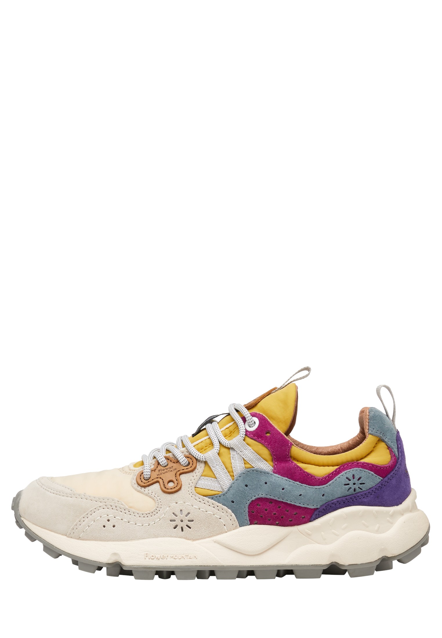 YAMANO 3 UNI - Suede and fabric sneakers - Cream-Ochre