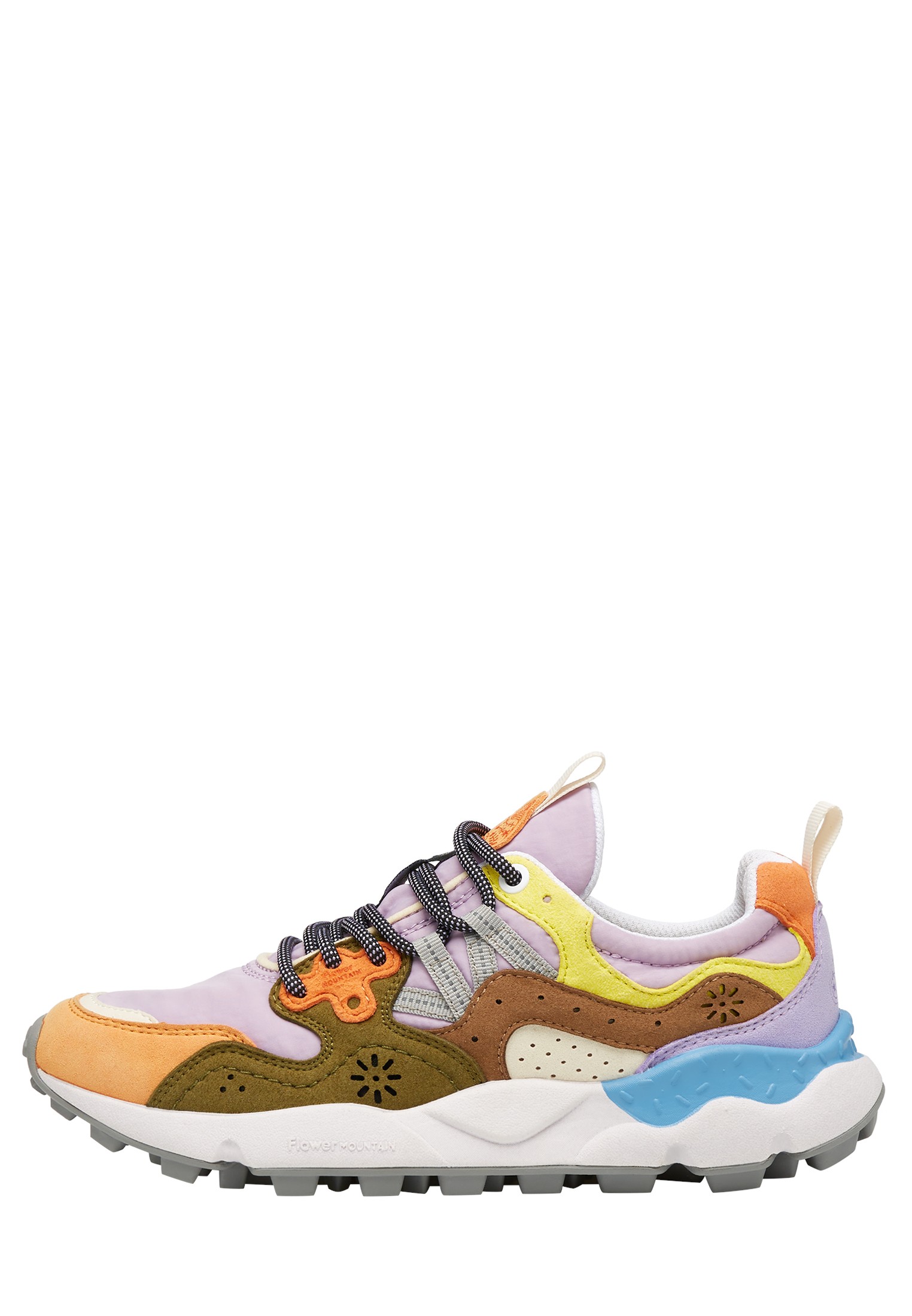 YAMANO 3 WOMAN KAISO - Faux leather and technical fabric sneakers - Lilac-Salmon