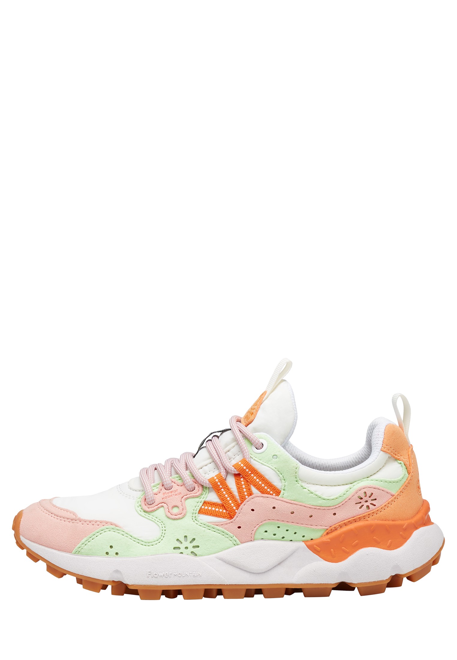 YAMANO 3 WOMAN KAISO - Faux leather and technical fabric sneakers - Peach-White