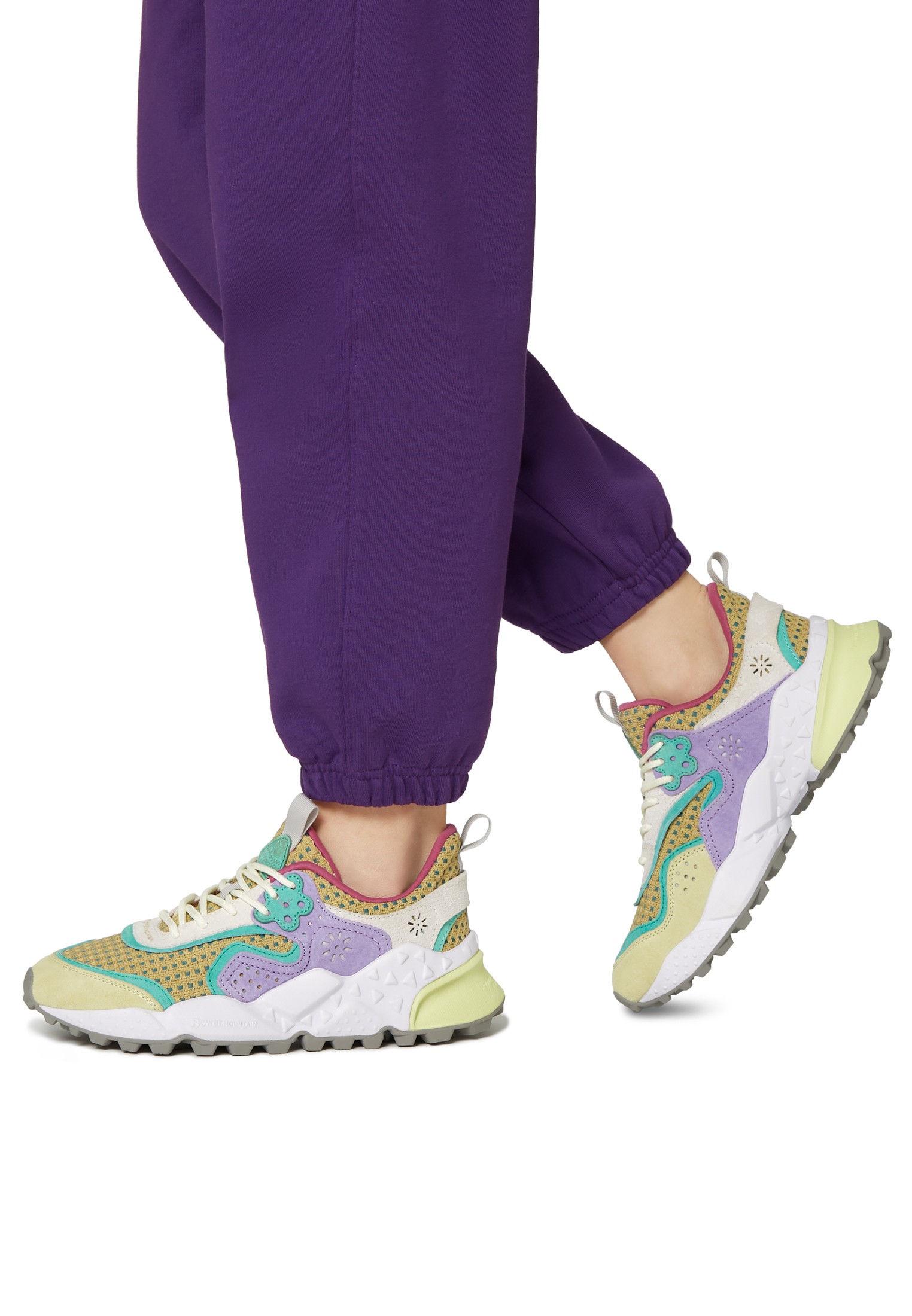 KOTETSU WOMAN - Suede and fabric sneakers - Lilac-White