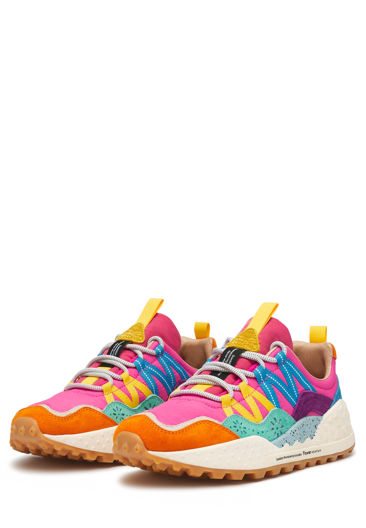 WASHI WOMAN - Suede and technical fabric sneakers - Fuchsia-Orange