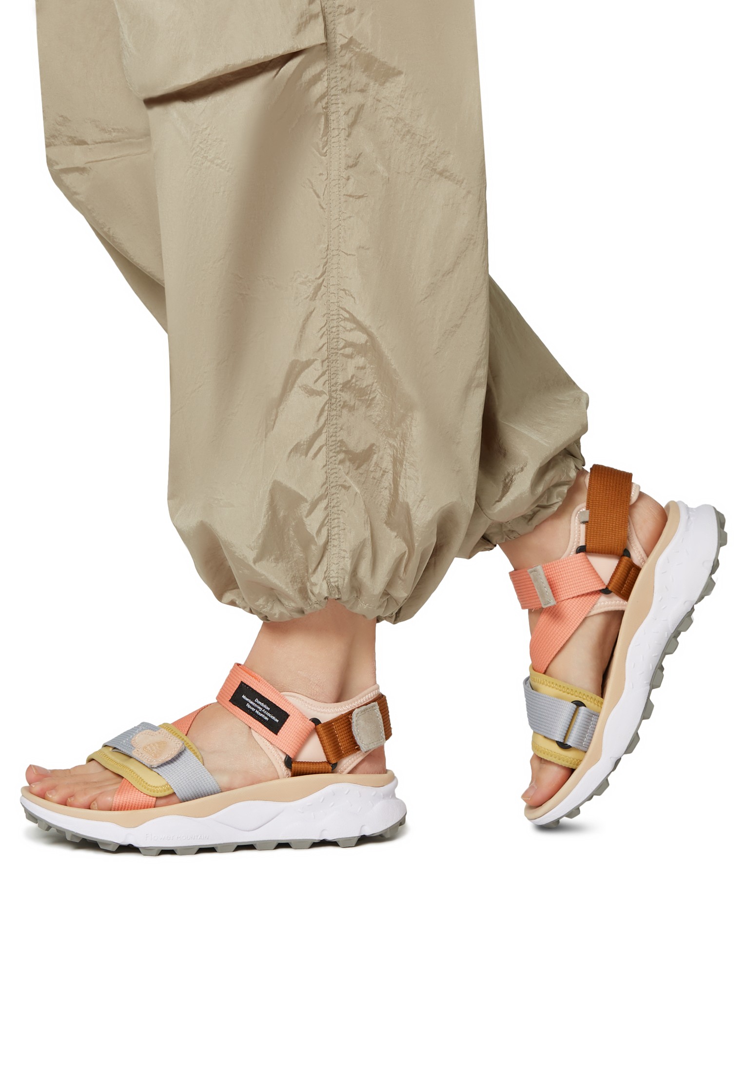 NAZCA 2 WOMAN - Suede and technical fabric sandals - Beige-Salmon