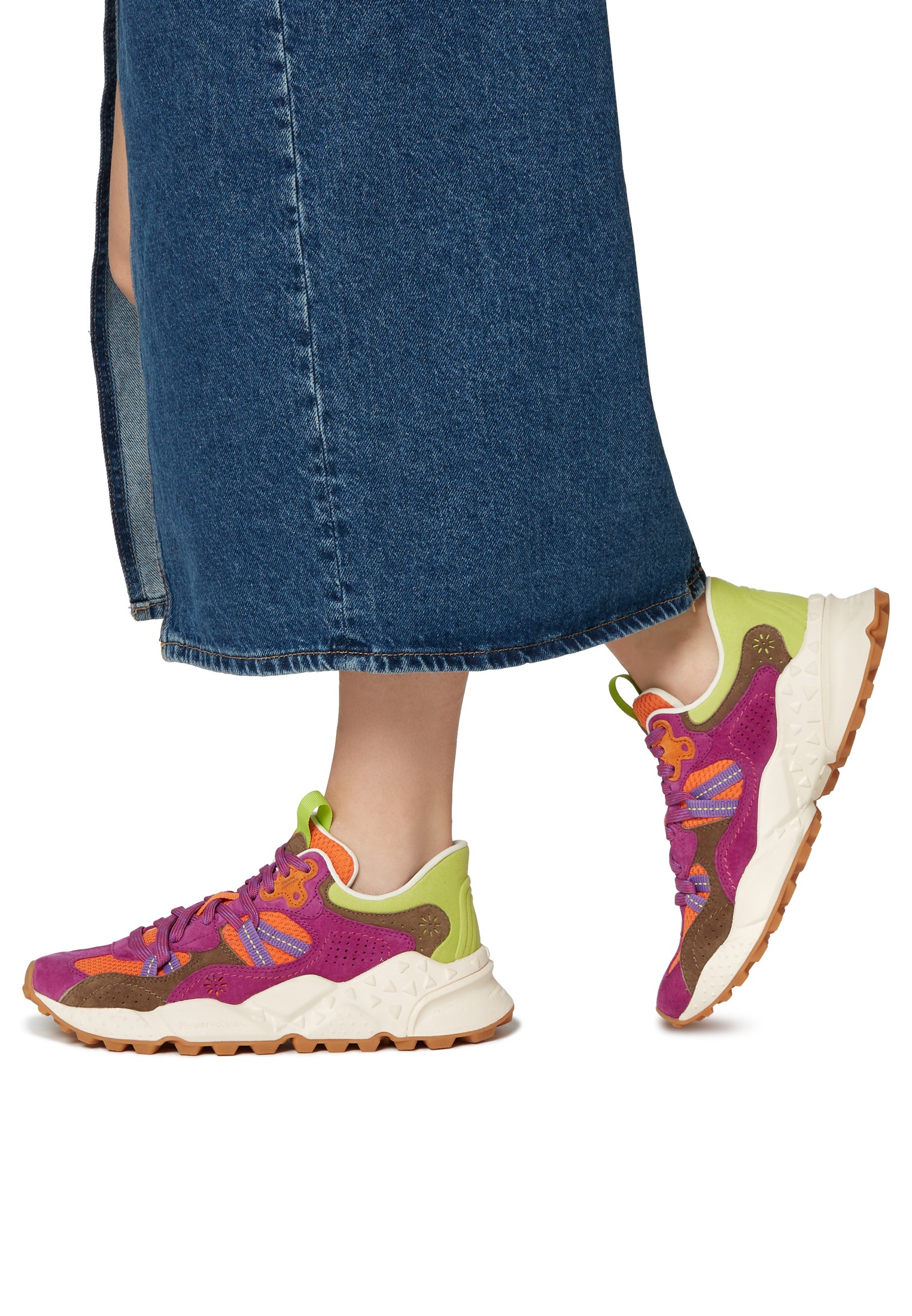 TIGER HILL UNI - Suede and technical fabric sneakers - Purple-Orange