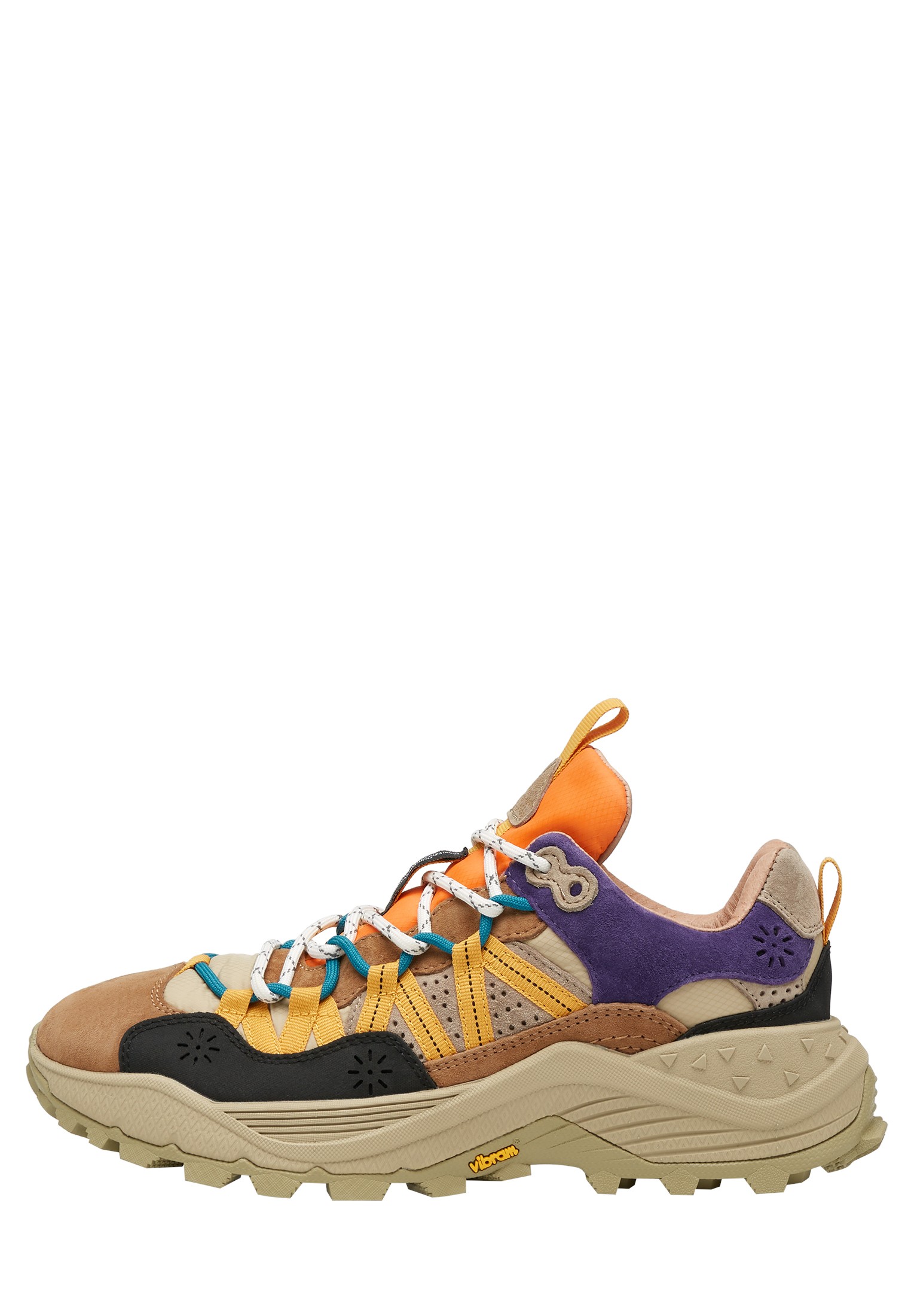 IWANO UNI - Suede and technical fabric sneakers - Brown-Orange