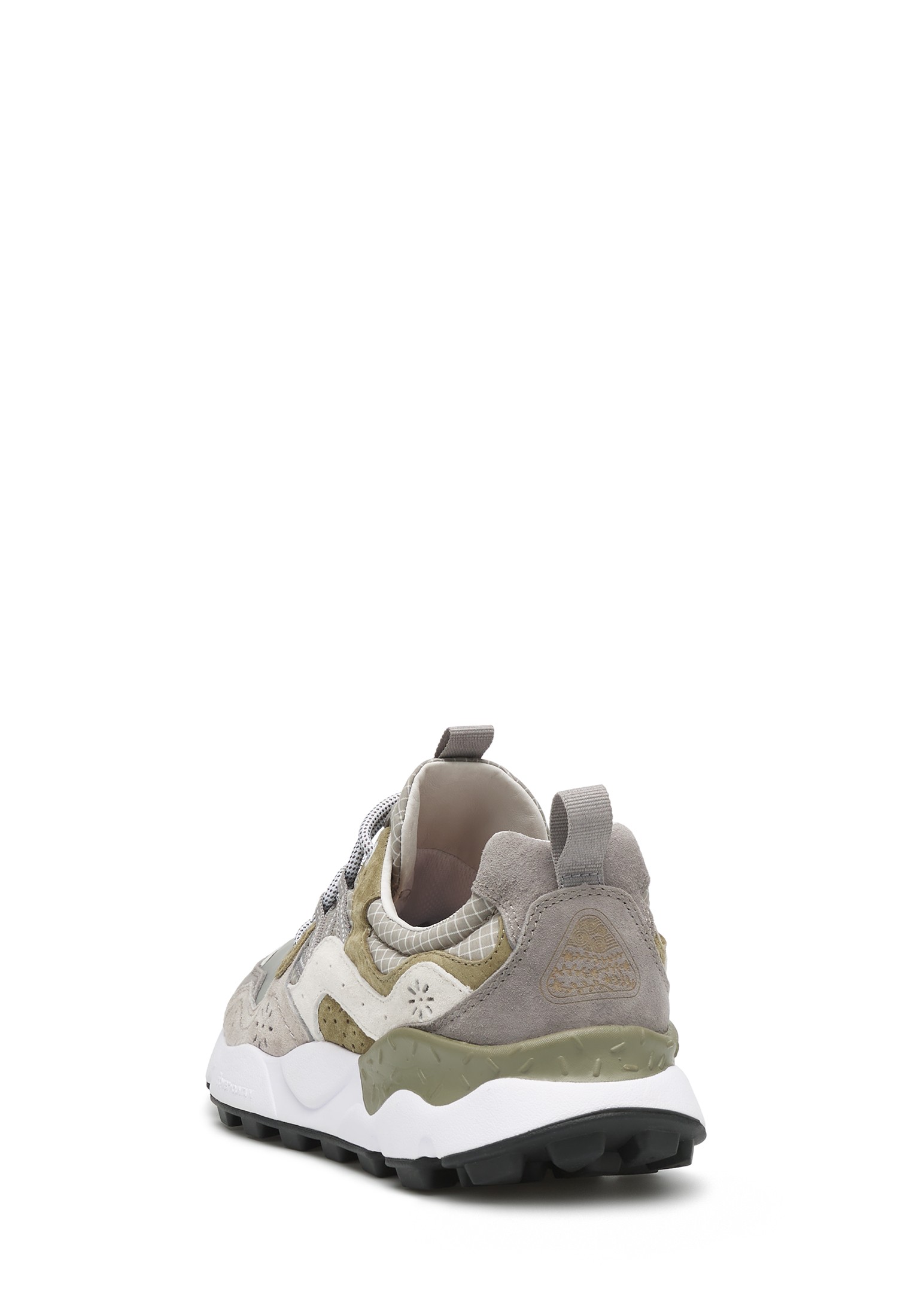 YAMANO 3 MAN - Suede and technical fabric sneakers - Grey-Army green