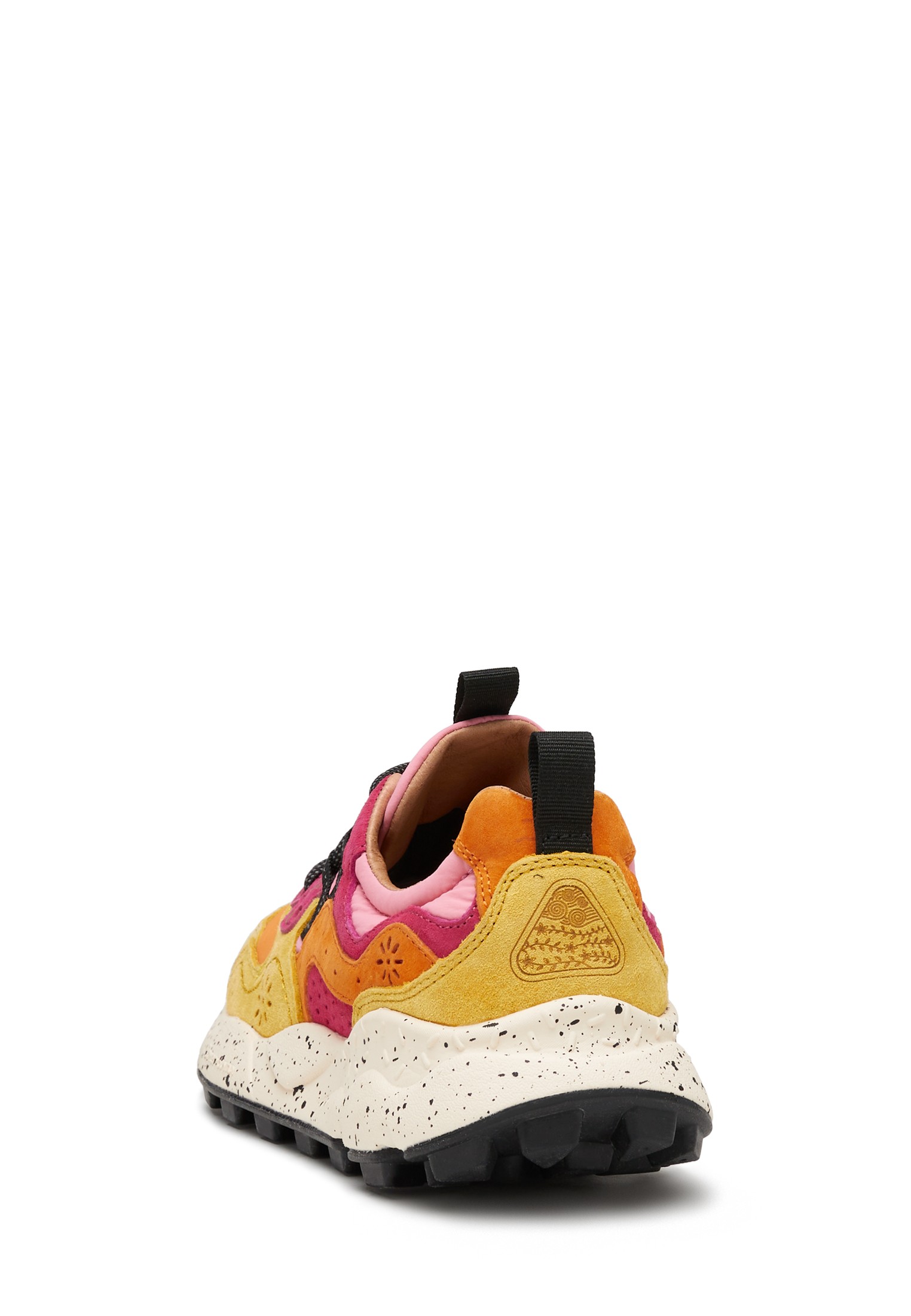 YAMANO 3 WOMAN - Suede and technical fabric sneakers - Orange-Yellow