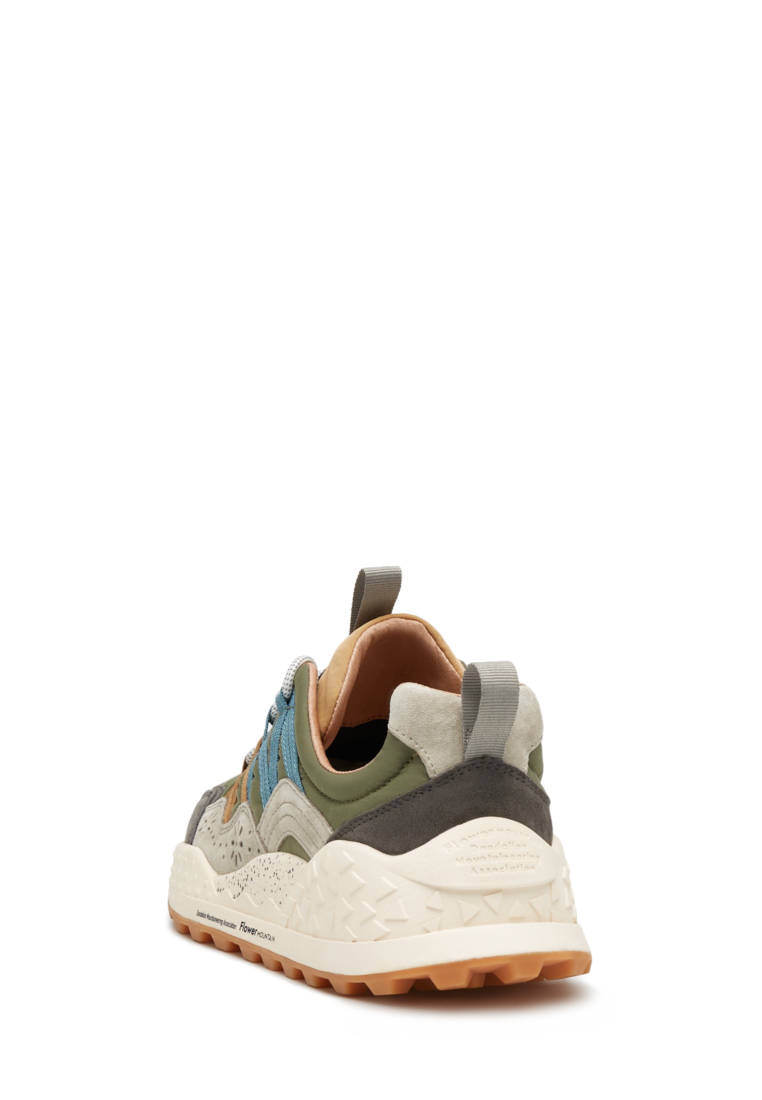 WASHI MAN - Suede and technical fabric sneakers - Military-Beige