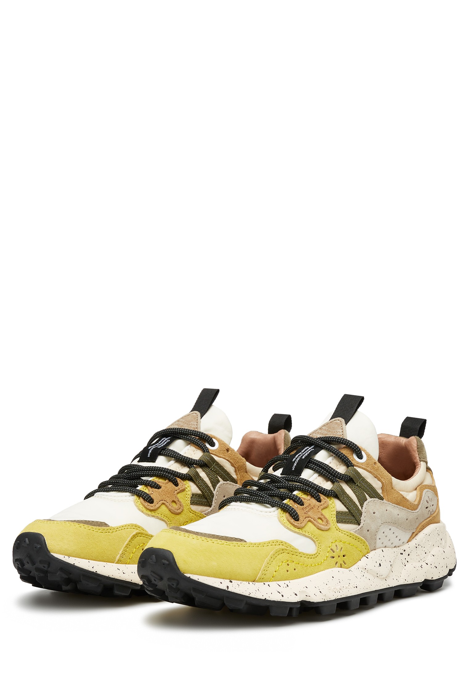 YAMANO 3 UNI - Suede and fabric sneakers - Ocher-White