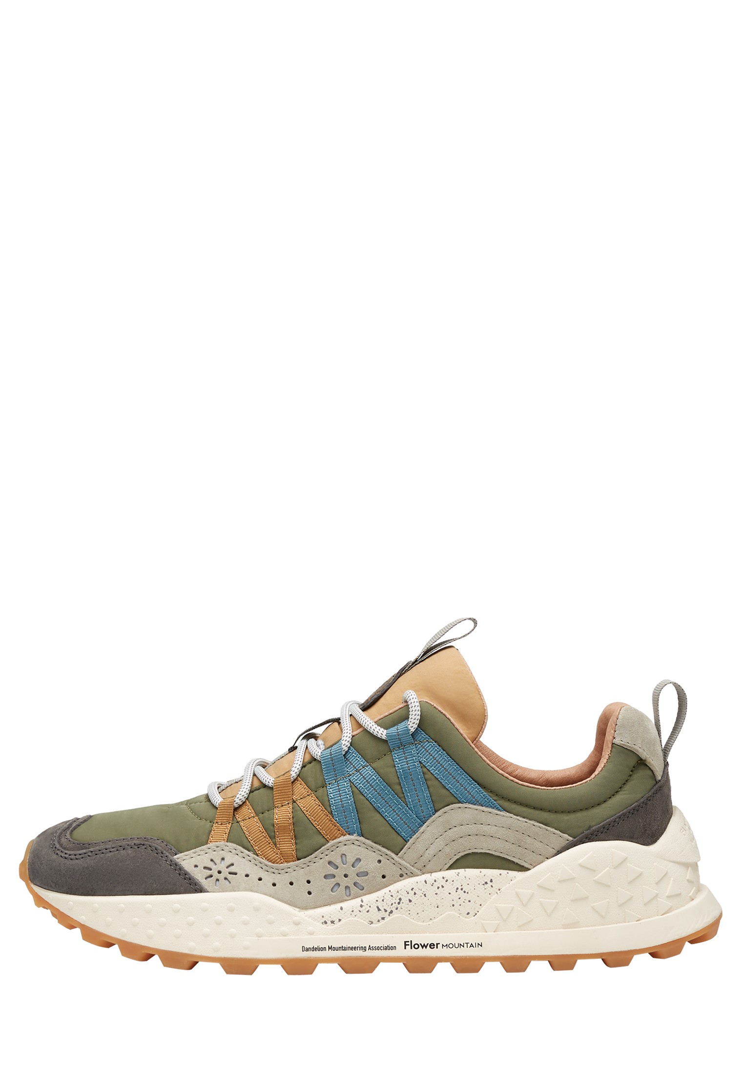 WASHI MAN - Suede and technical fabric sneakers - Military-Beige