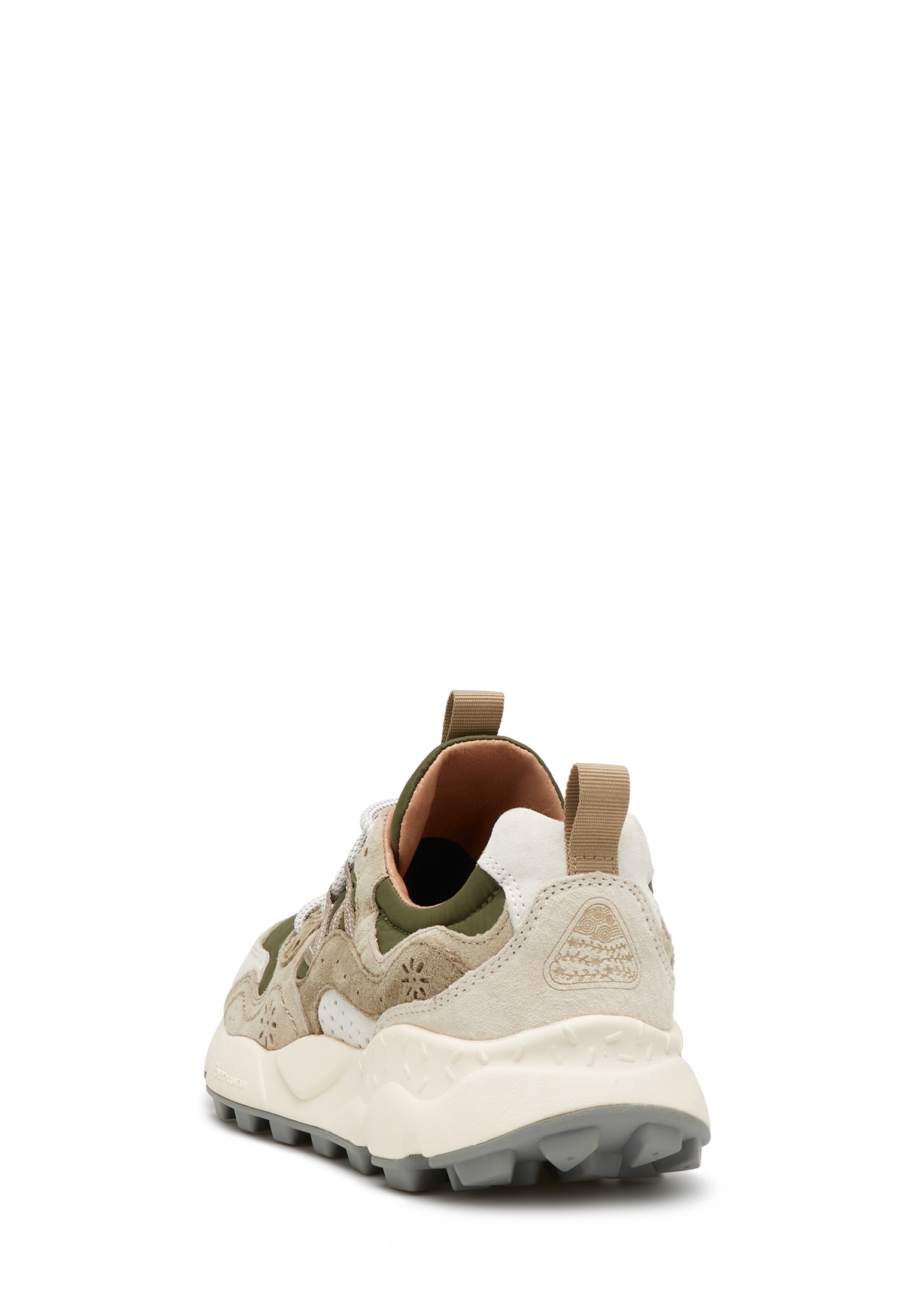 YAMANO 3 UNI - Suede and fabric sneakers - Beige-Army green