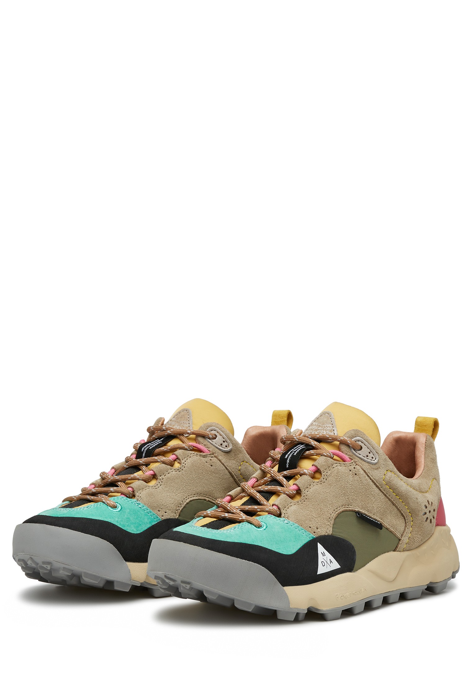 BACK COUNTRY UNI - Suede and technical fabric sneakers - Beige-Pink