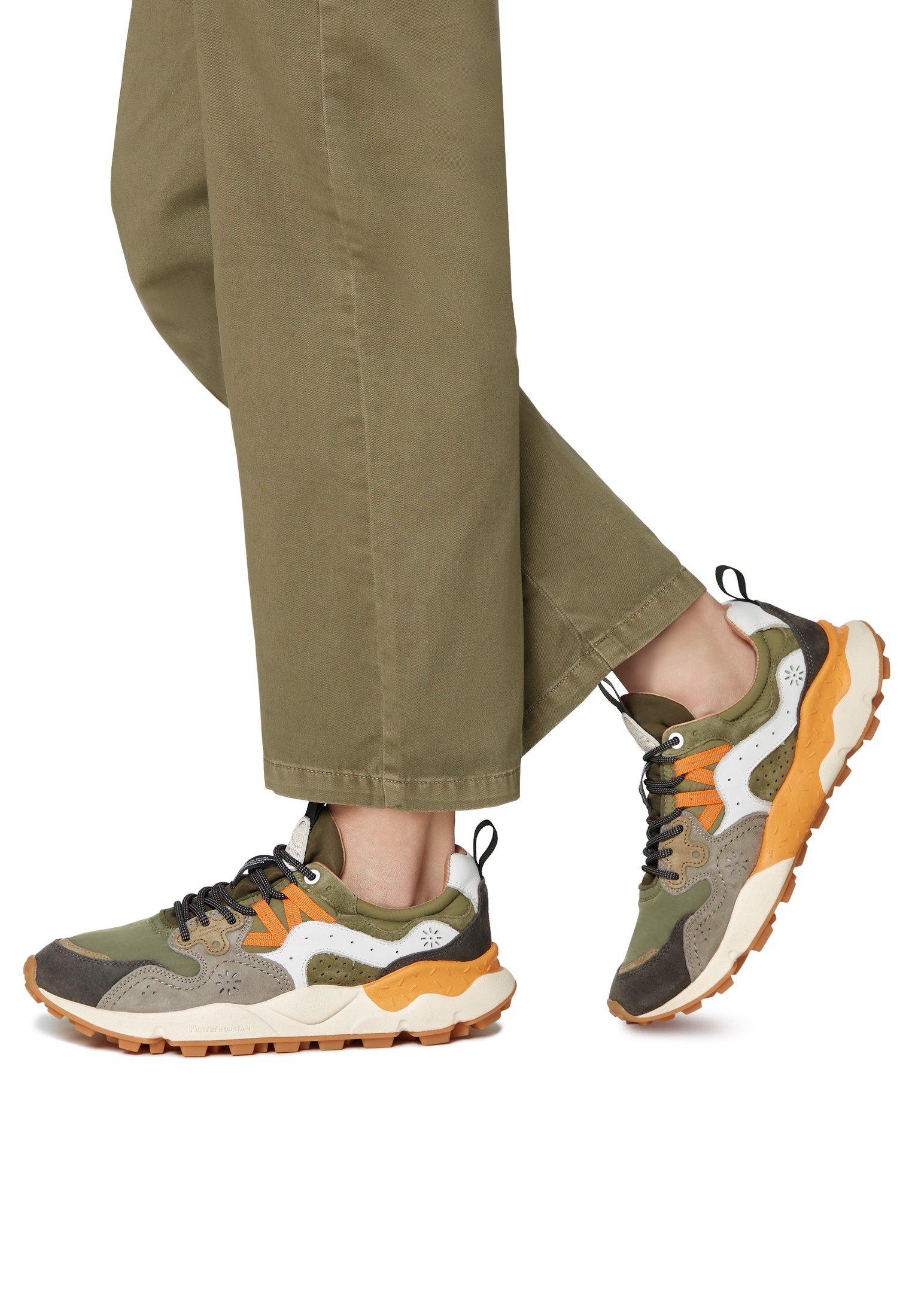 YAMANO 3 UNI - Suede and fabric sneakers - Anthracite-Khaki