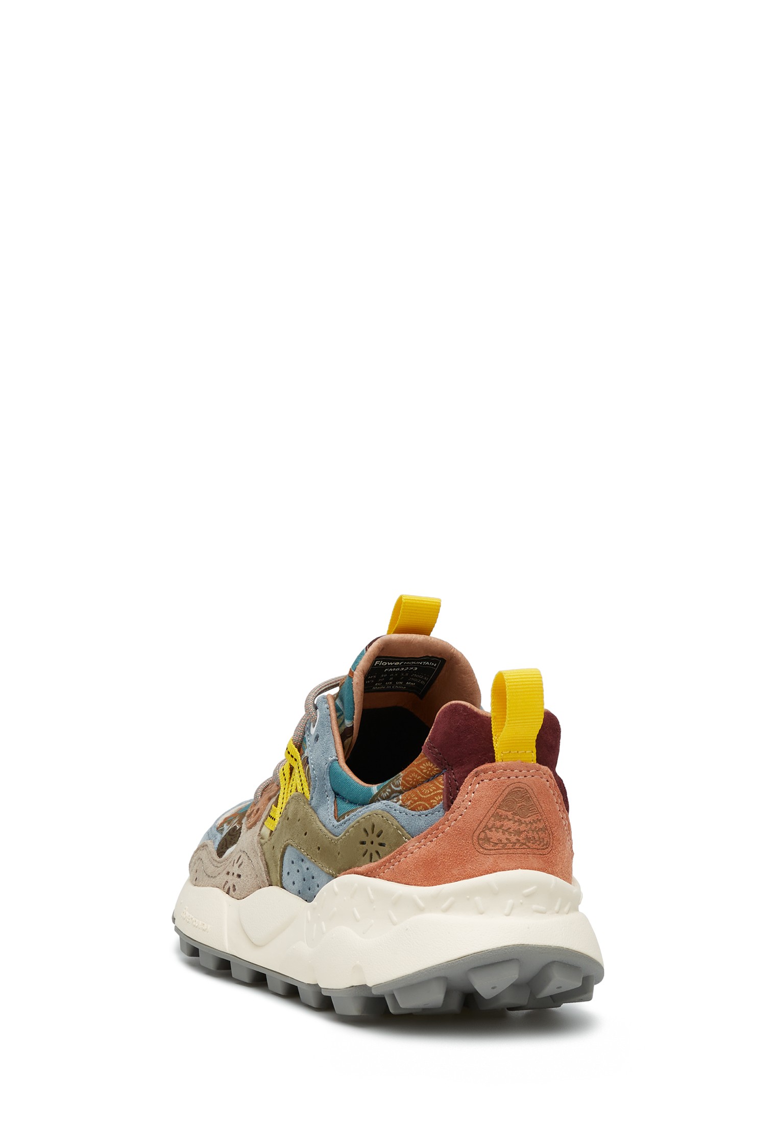YAMANO 3 UNI - Suede and technical fabric sneakers - Dove grey-Light blue