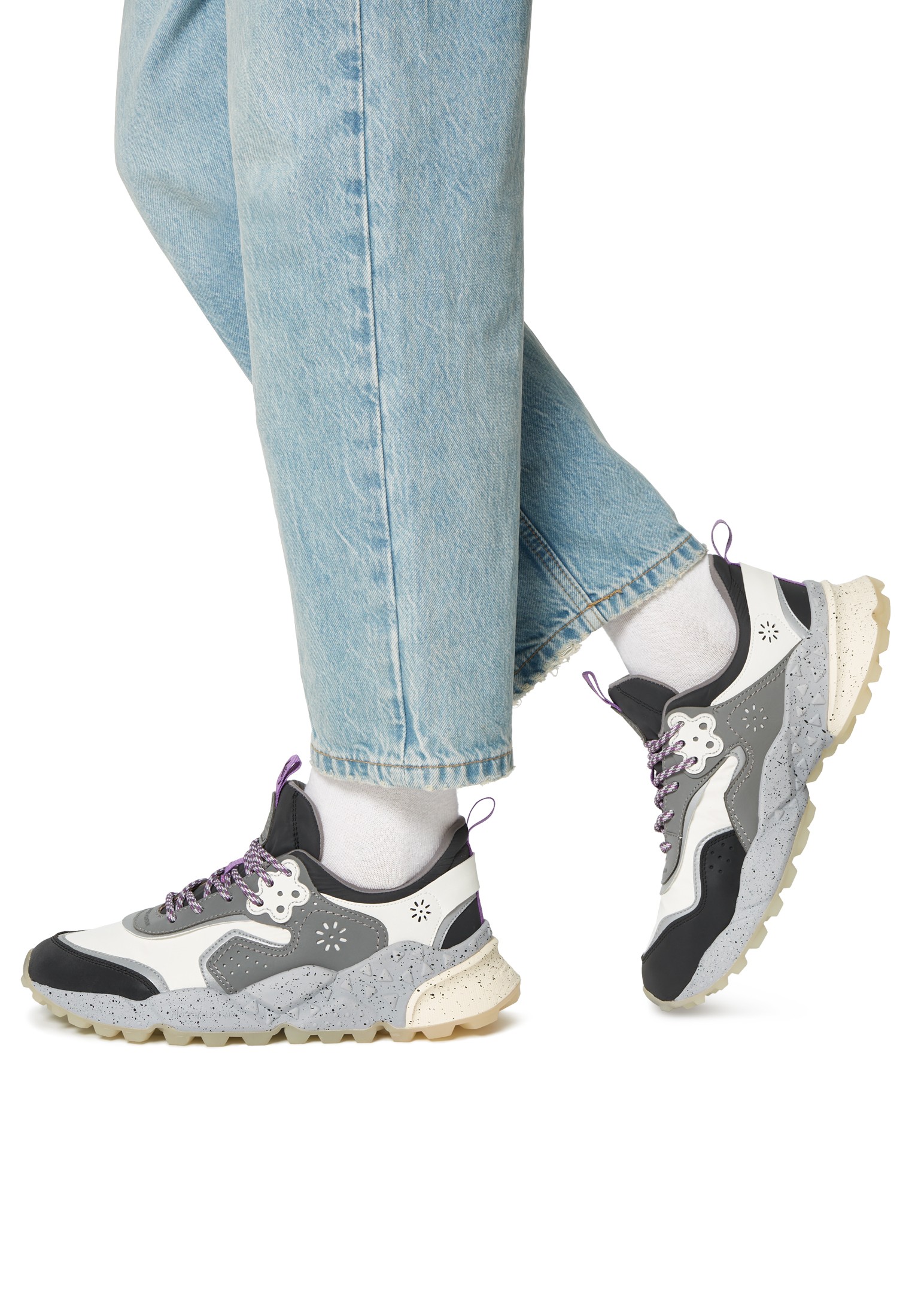 KOTETSU UNI KISH - Suede sneakers - Charcoal grey-White