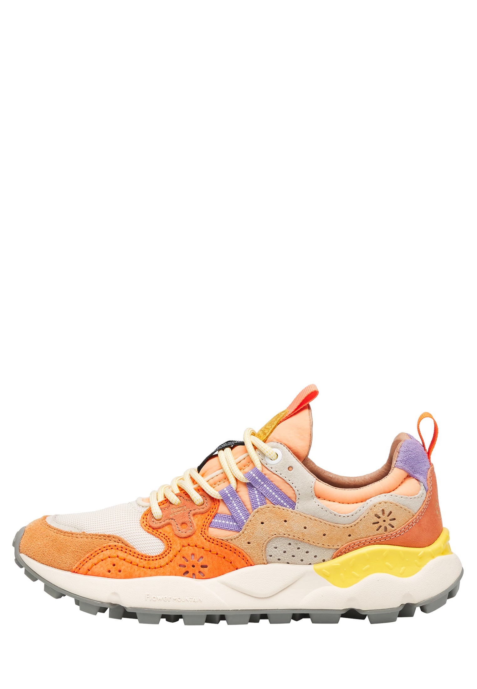 YAMANO 3 WOMAN - Suede and fabric sneakers - Orange-Beige