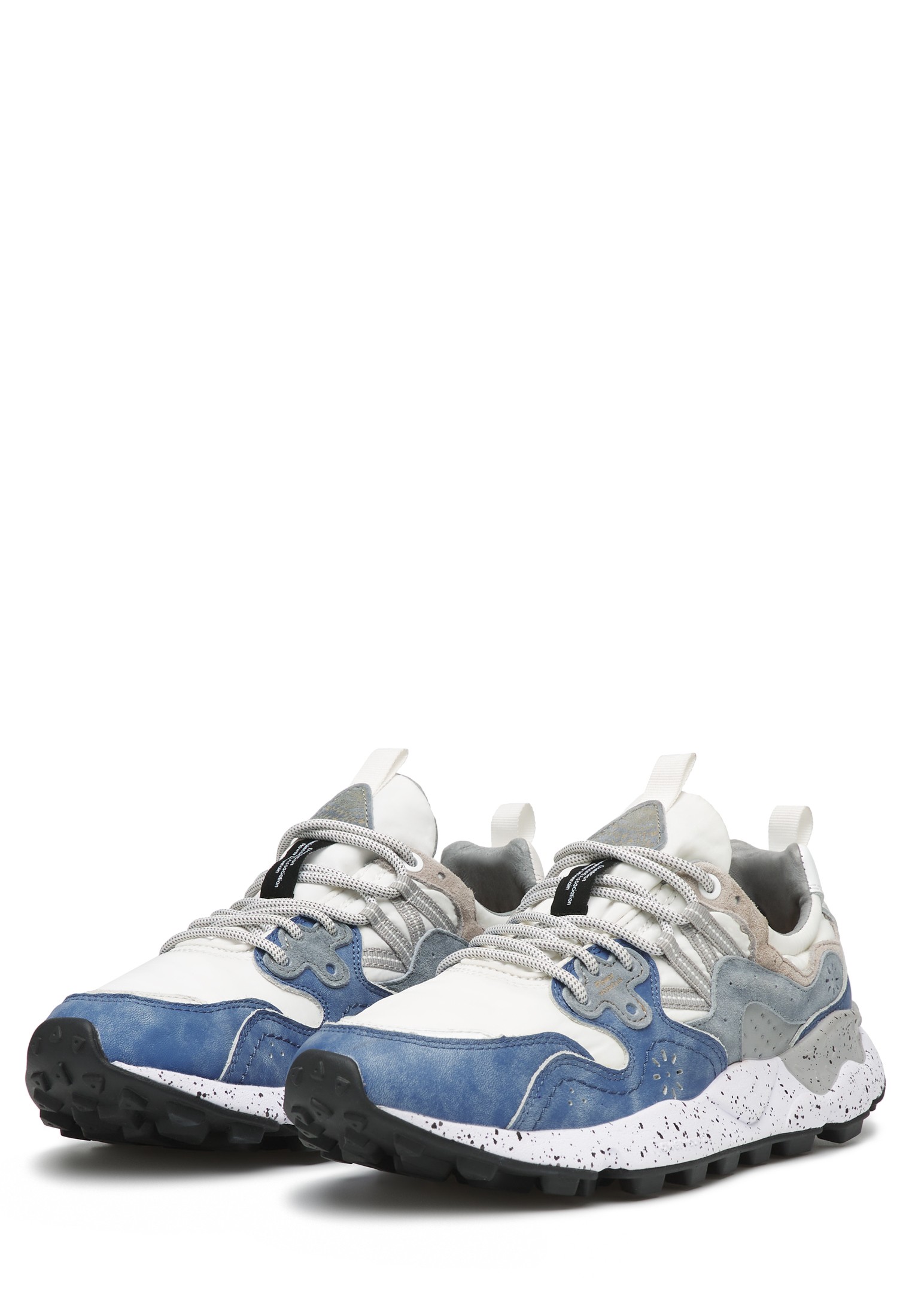YAMANO 3 MAN - Suede and technical fabric sneakers - Light blue-White