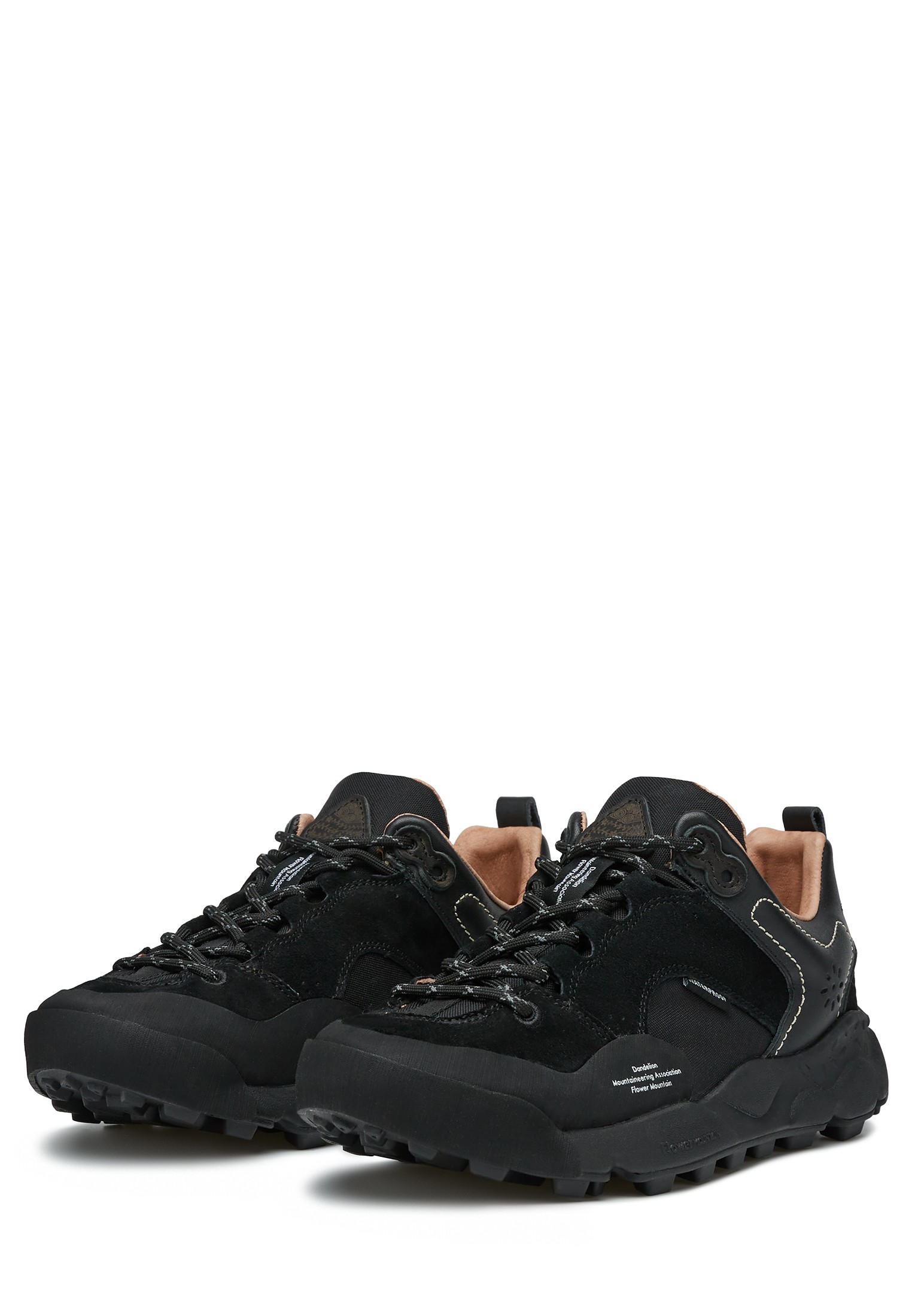 BACK COUNTRY UNI - Leather and waterproof technical fabric sneakers - Ebony