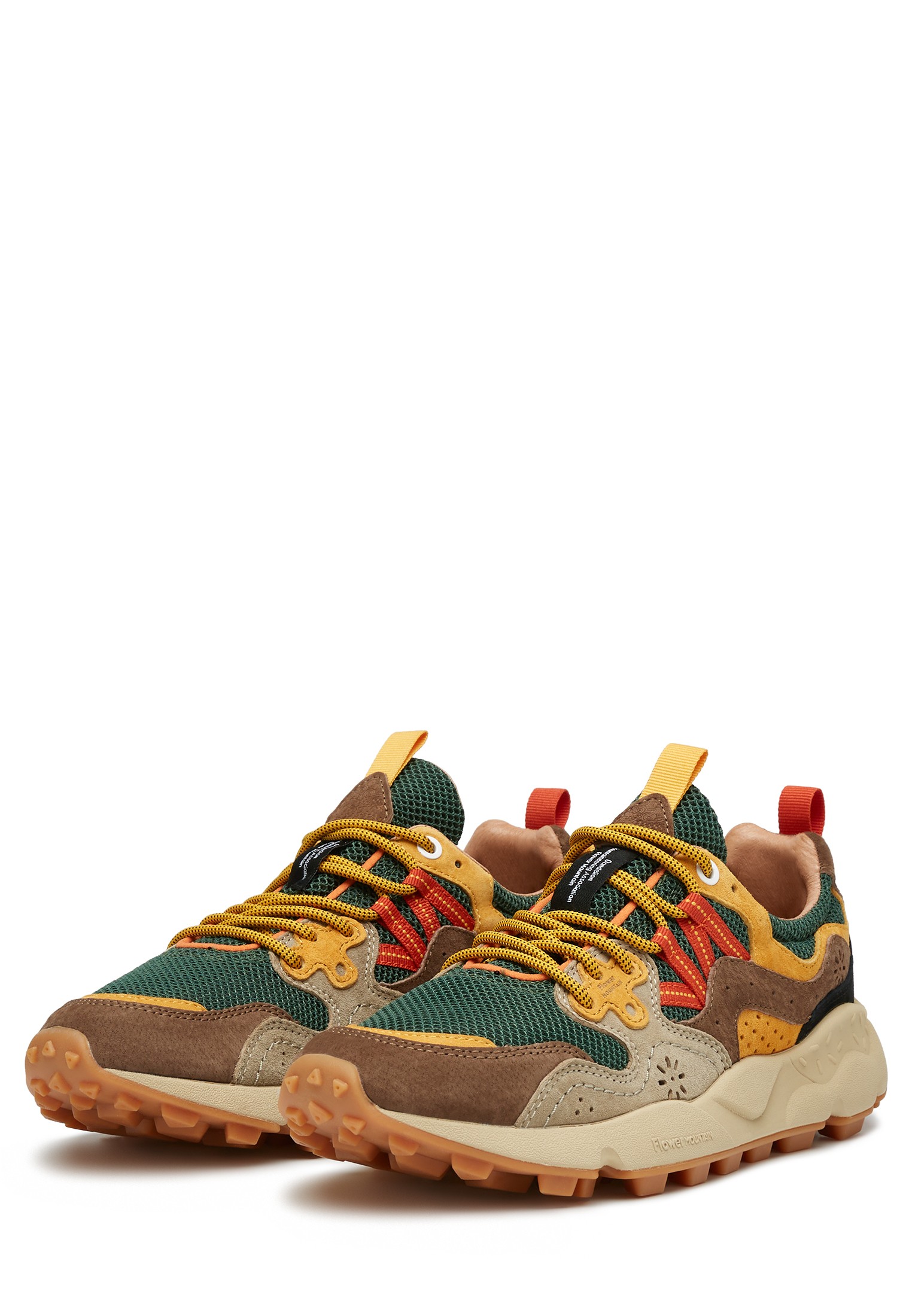 YAMANO 3 UNI - Suede and technical fabric sneakers - Dove grey-Green