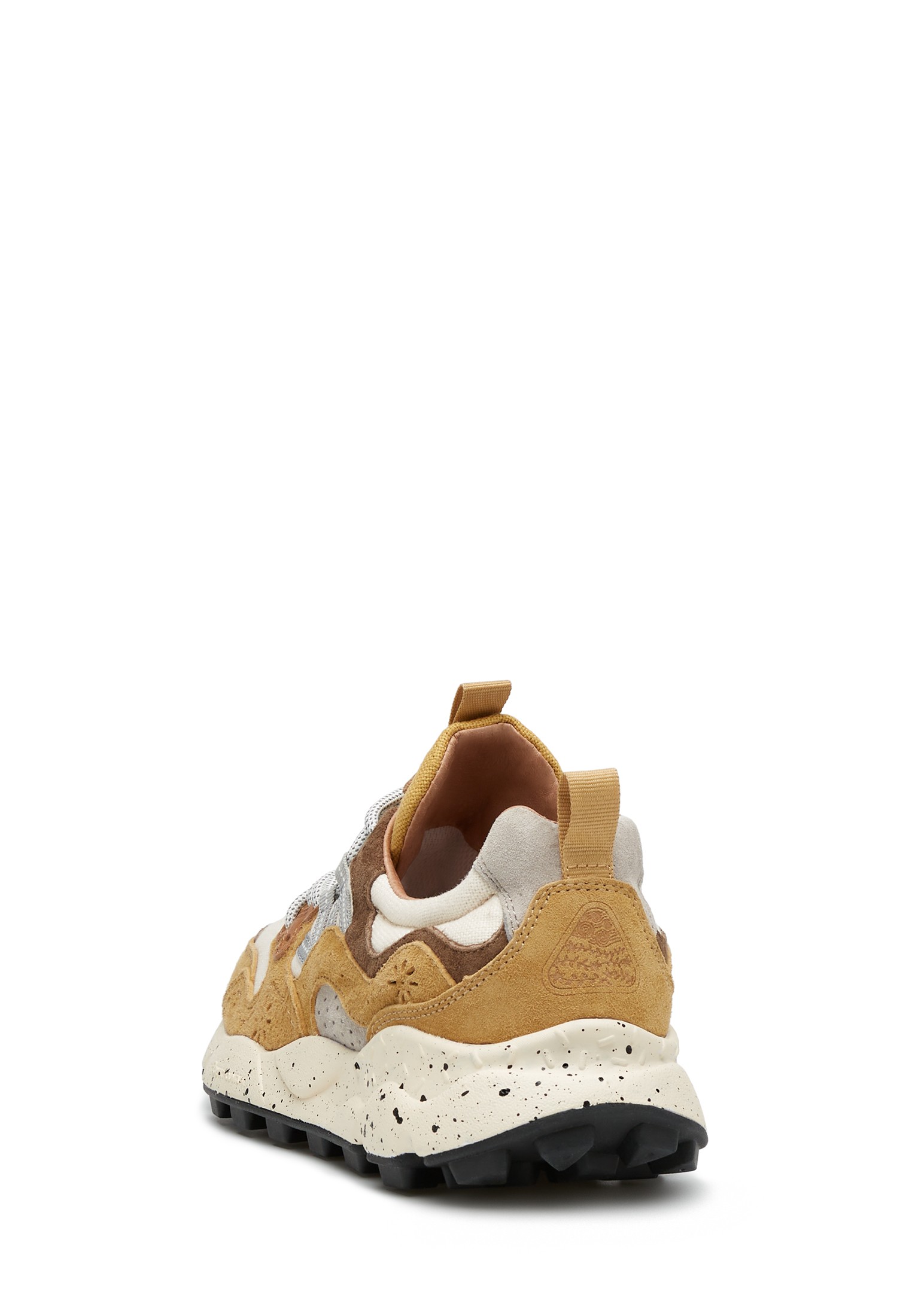 YAMANO 3 UNI - Suede and technical fabric sneakers - Ocher-White