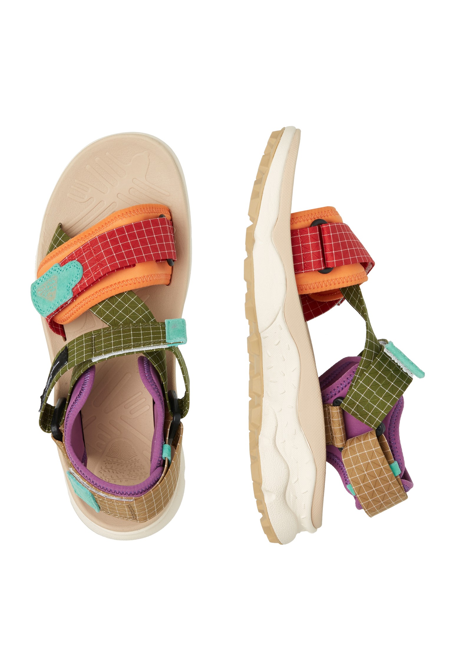 NAZCA 2 UNI - Suede and fabric sandals - Red-Green