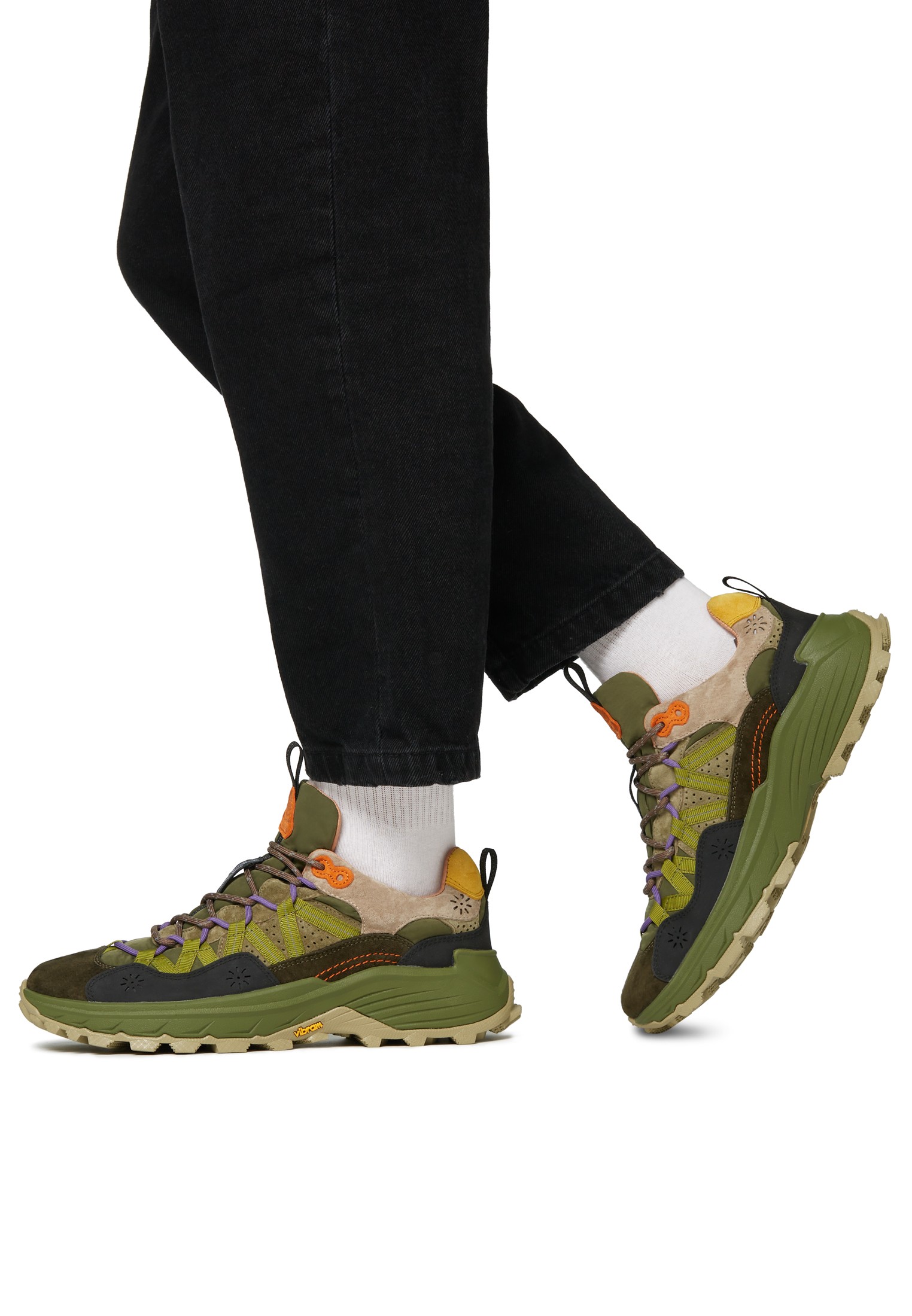 IWANO MAN - Suede and technical fabric sneakers - Dark green