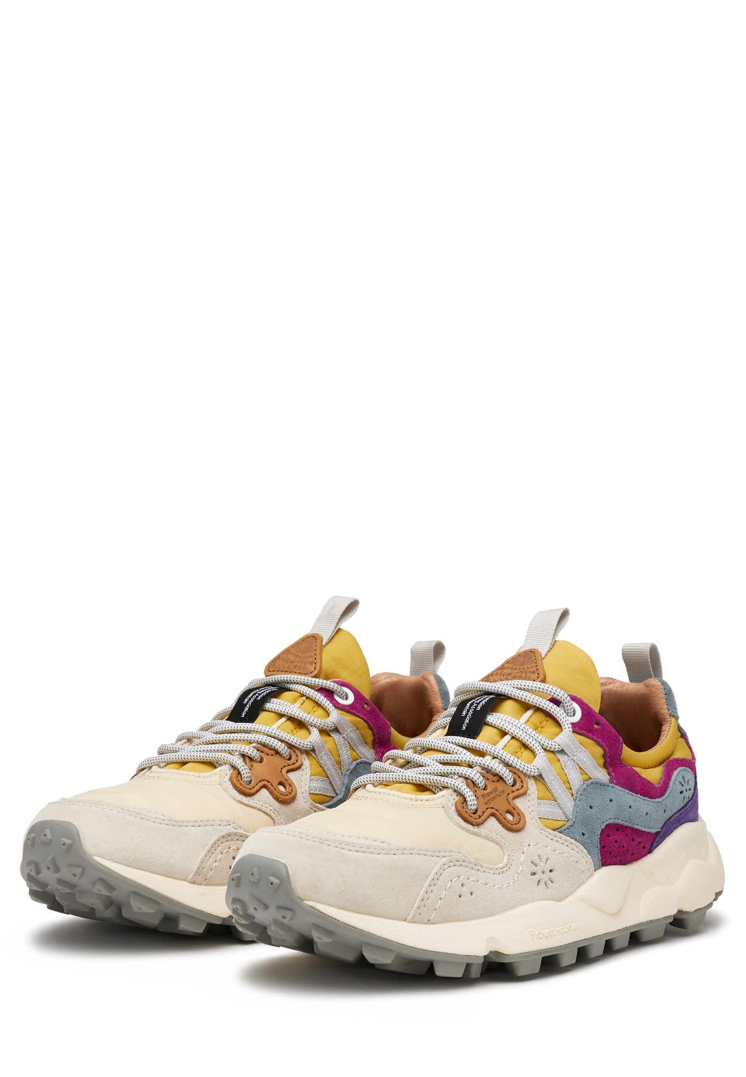 YAMANO 3 UNI - Suede and fabric sneakers - Cream-Ochre