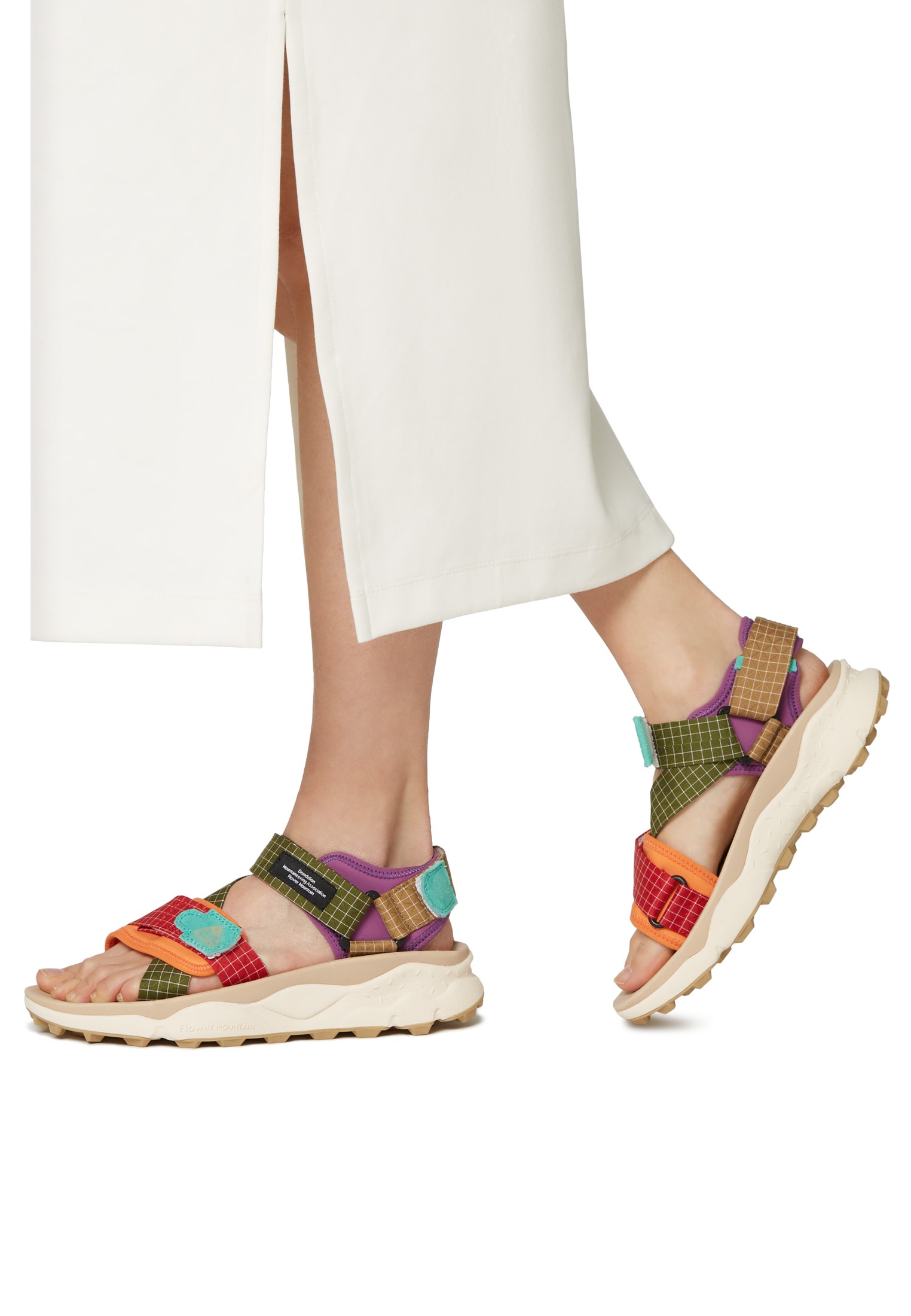 NAZCA 2 UNI - Suede and fabric sandals - Red-Green