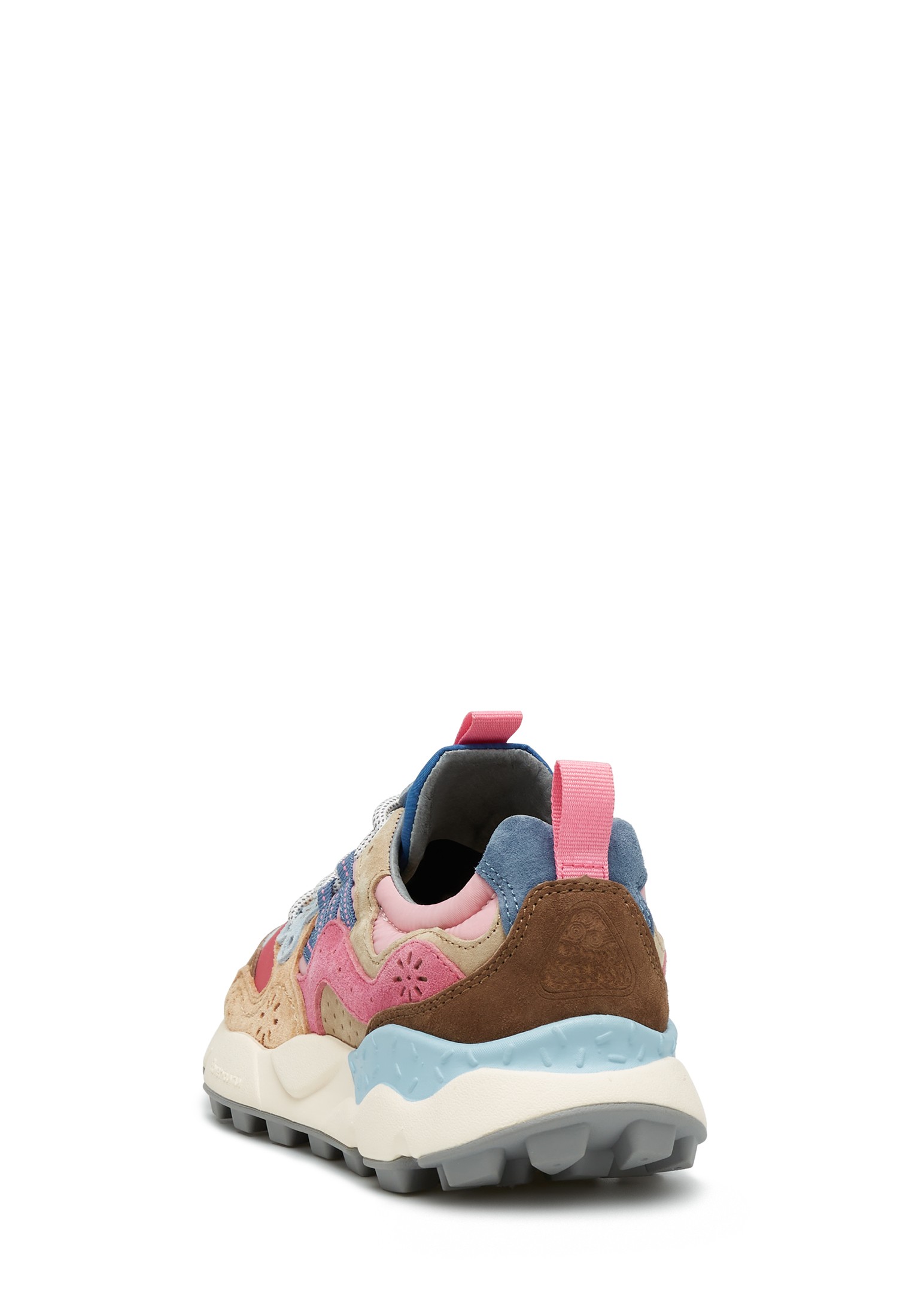 YAMANO 3 WOMAN - Suede and technical fabric sneakers - Pink-Light blue