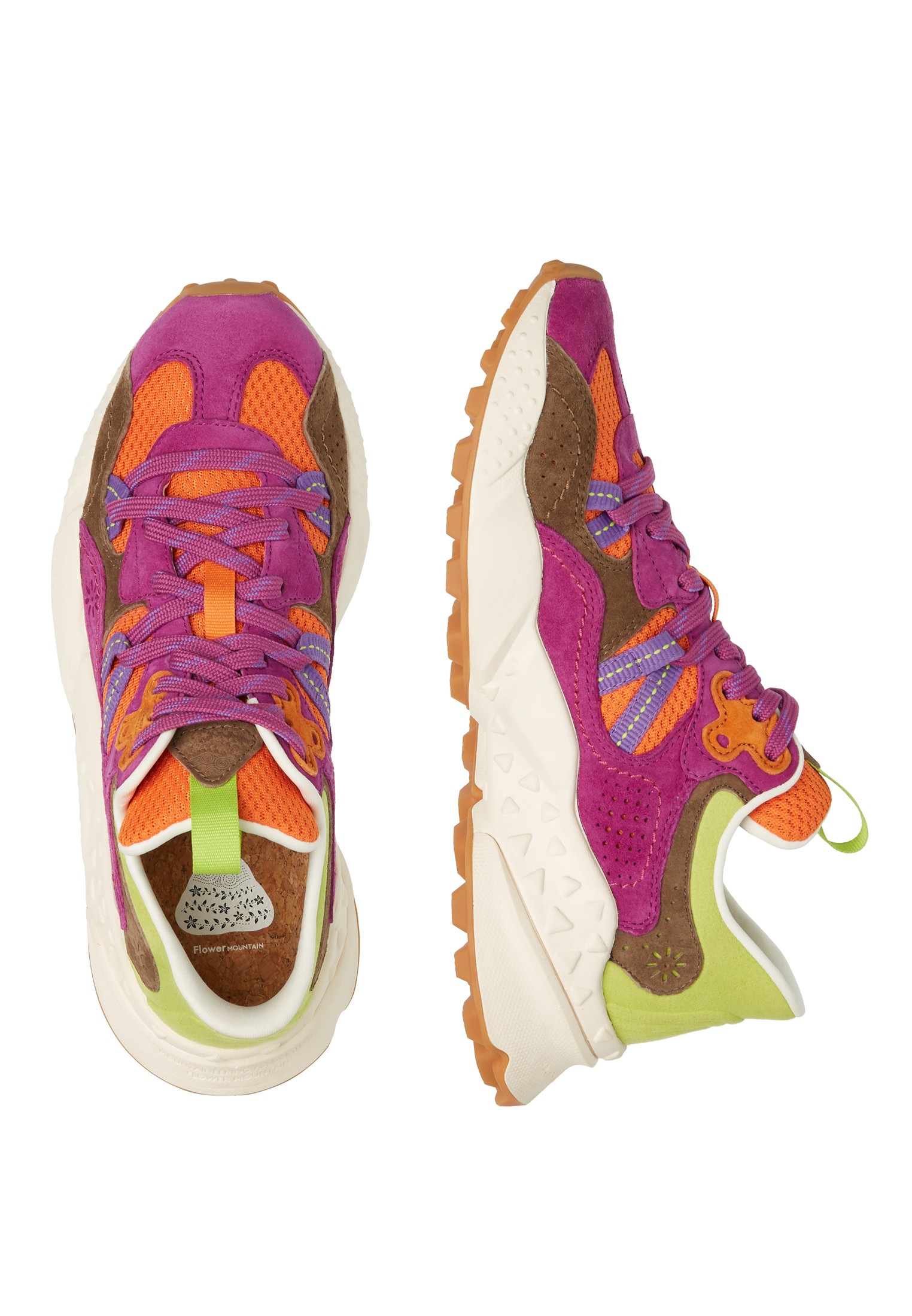 TIGER HILL UNI - Suede and technical fabric sneakers - Purple-Orange