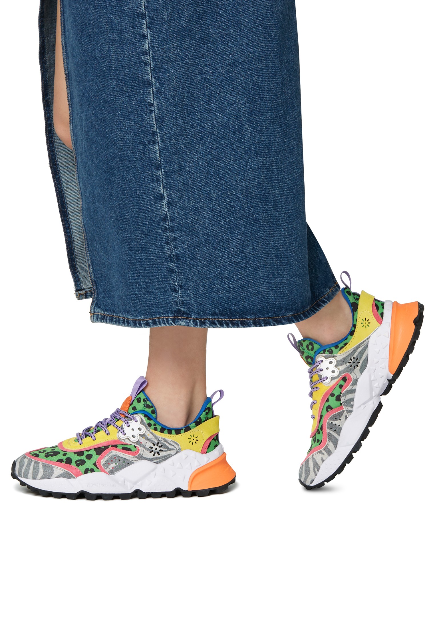 KOTETSU WOMAN - Suede and technical fabric sneakers - Grey-Green
