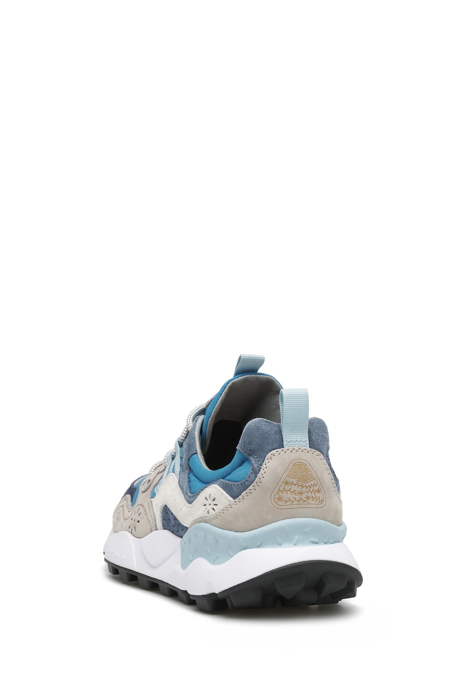 YAMANO 3 MAN - Suede and technical fabric sneakers - Light blue-Grey