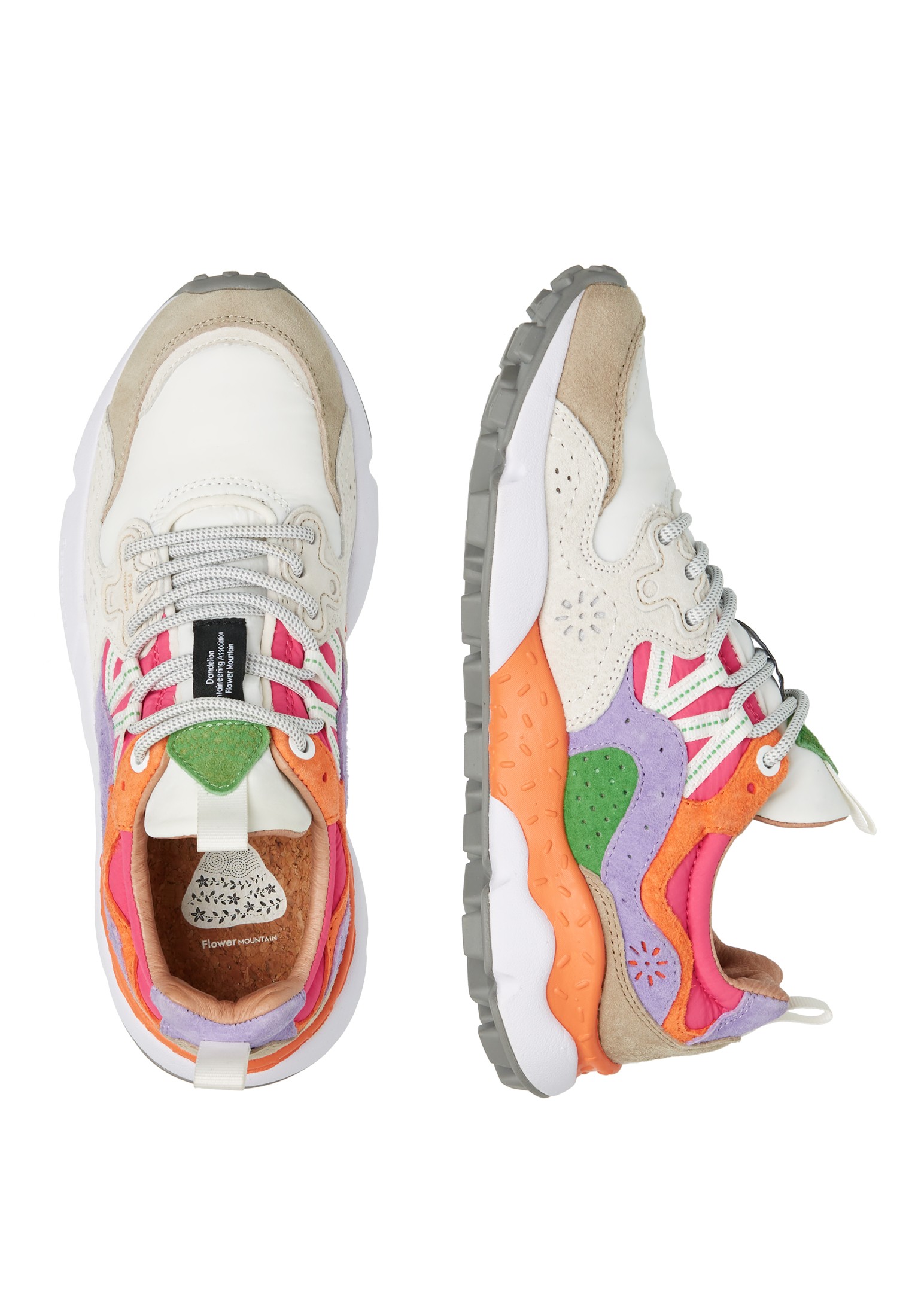 YAMANO 3 WOMAN - Suede and technical fabric sneakers - White-Fuchsia