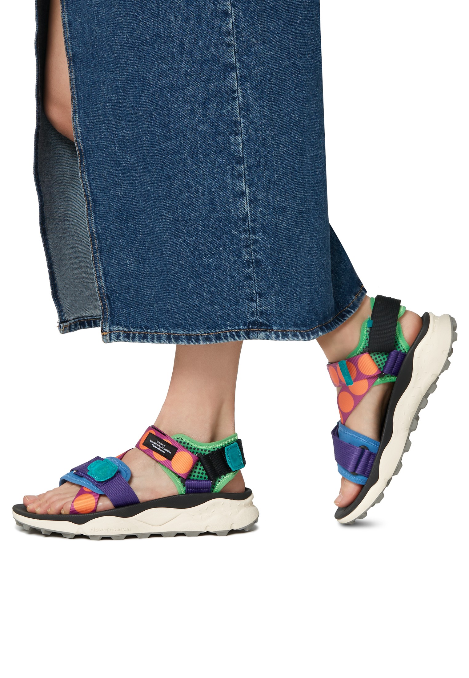 NAZCA 2 UNI - Suede and fabric sandals - Purple-Light blue