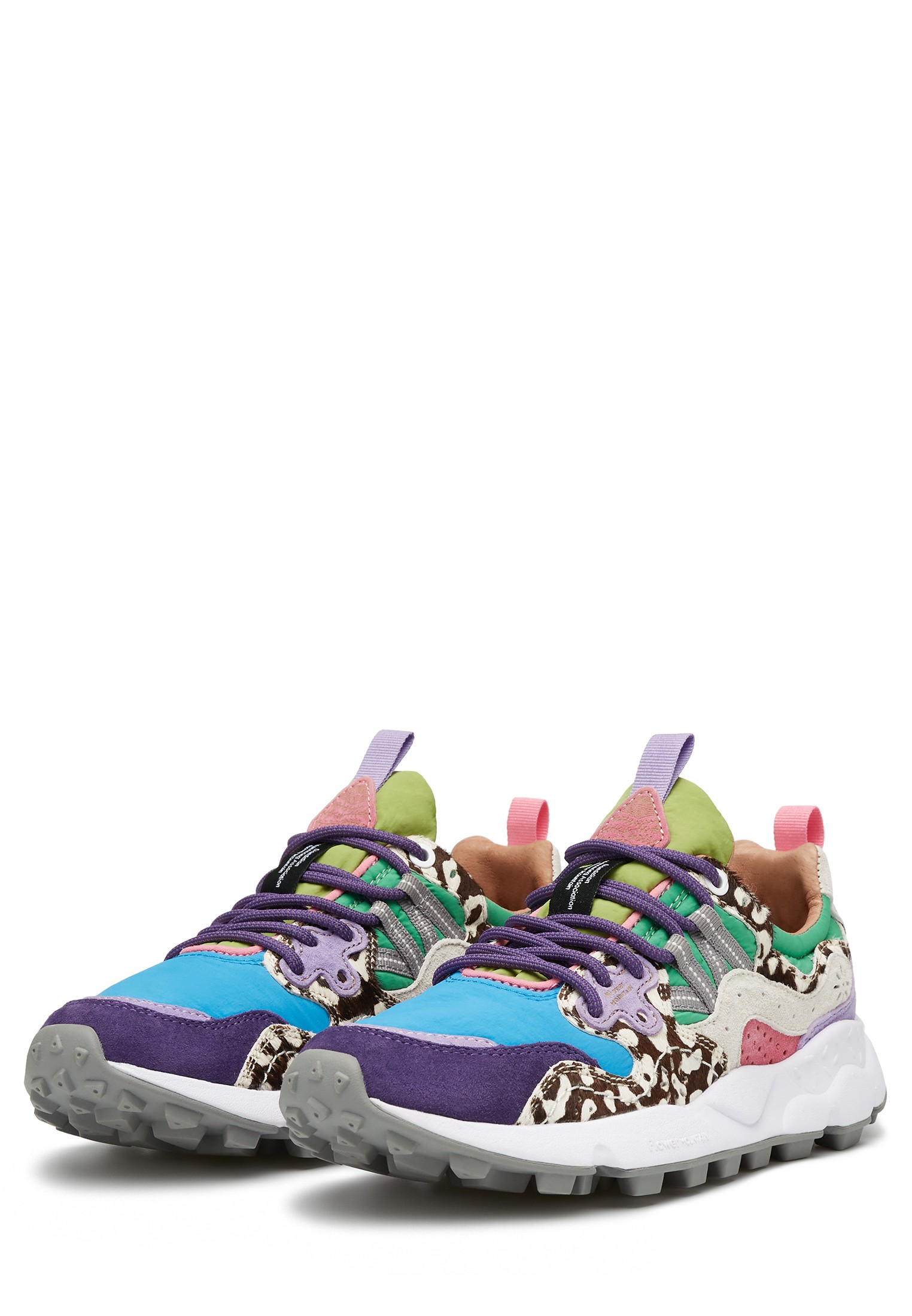 YAMANO 3 WOMAN - Technical fabric and suede sneakers - Light blue-Purple
