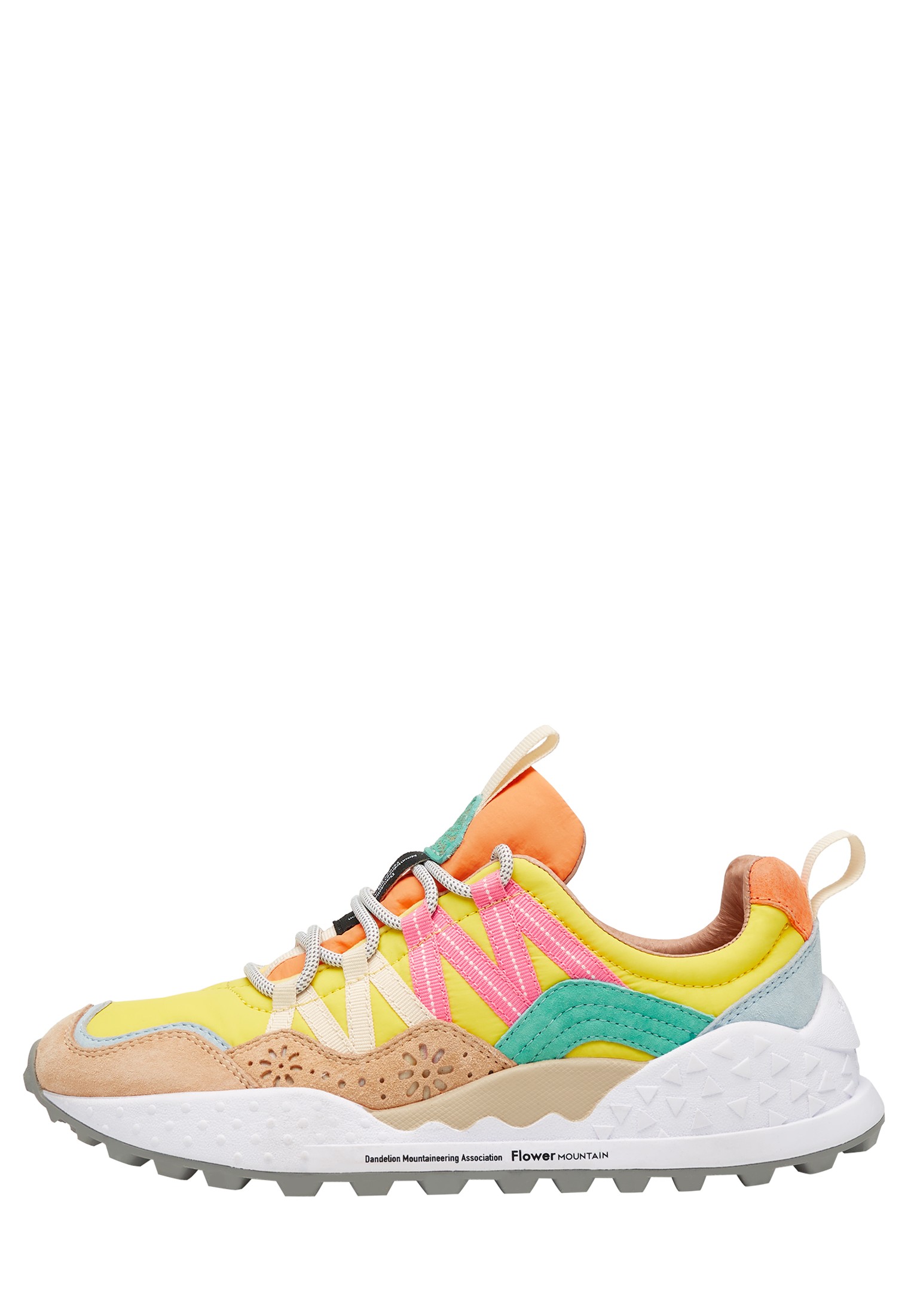 WASHI WOMAN - Suede and technical fabric sneakers - Beige-Yellow
