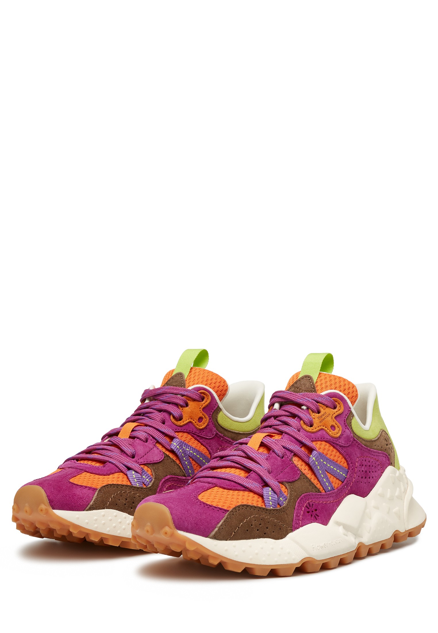 TIGER HILL UNI - Suede and technical fabric sneakers - Purple-Orange