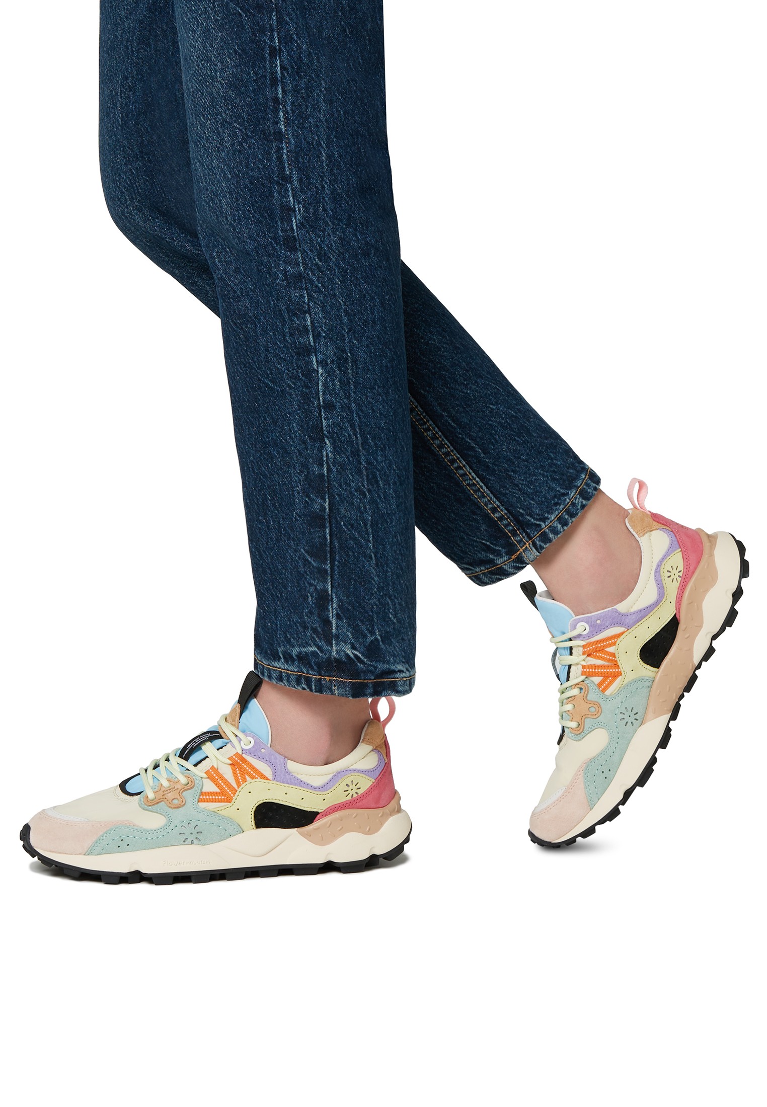 YAMANO 3 UNI - Suede and fabric sneakers - Pink-Beige