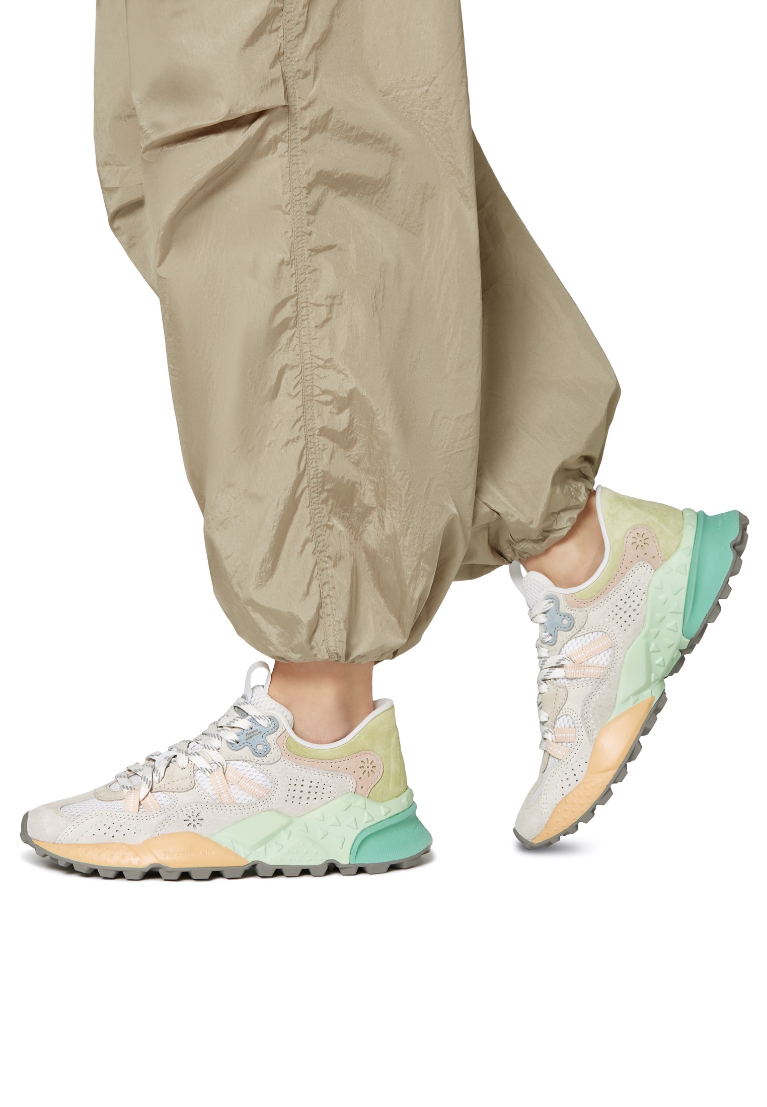 TIGER HILL WOMAN - Suede and technical fabric sneakers - White
