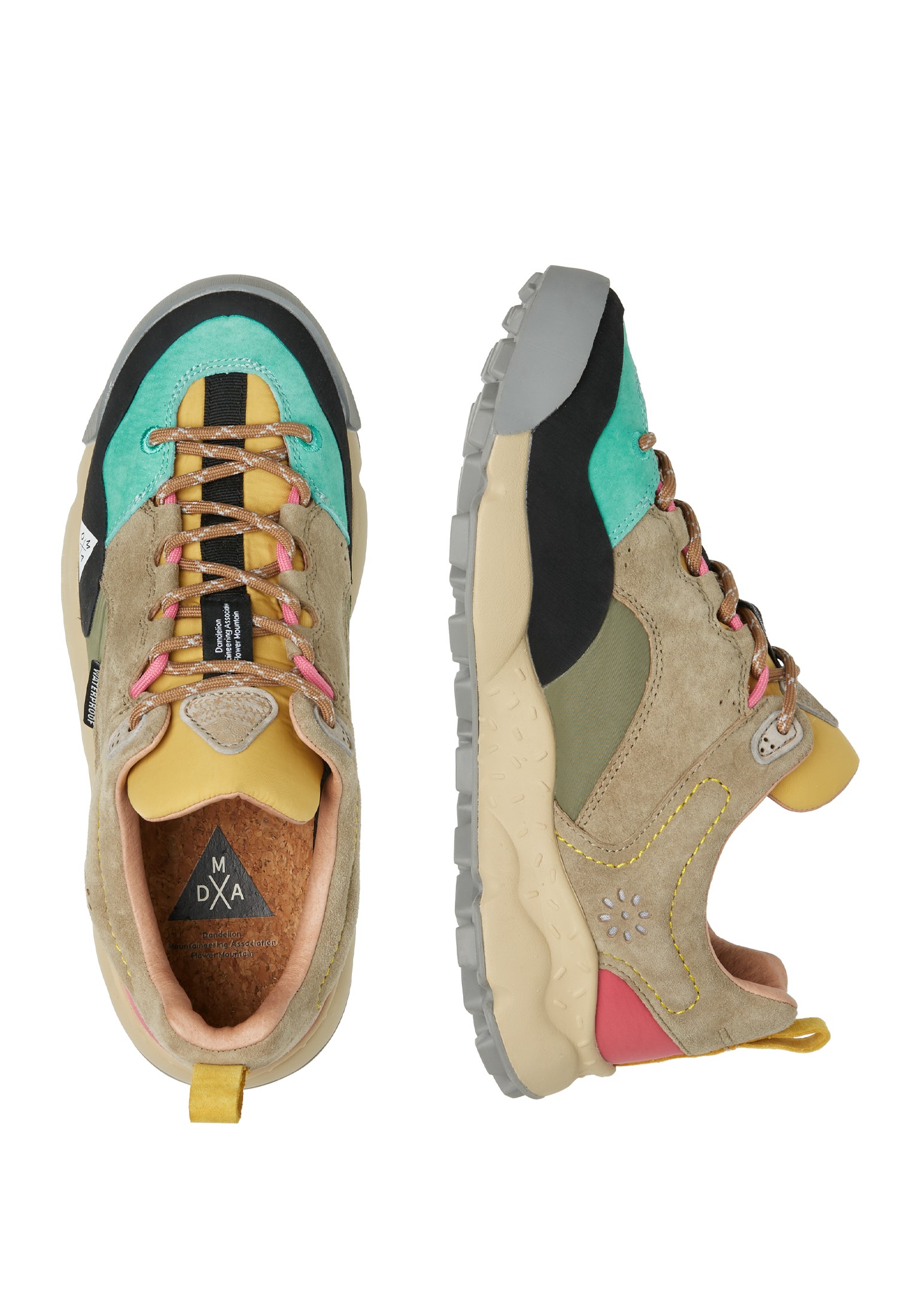 BACK COUNTRY UNI - Suede and technical fabric sneakers - Beige-Pink