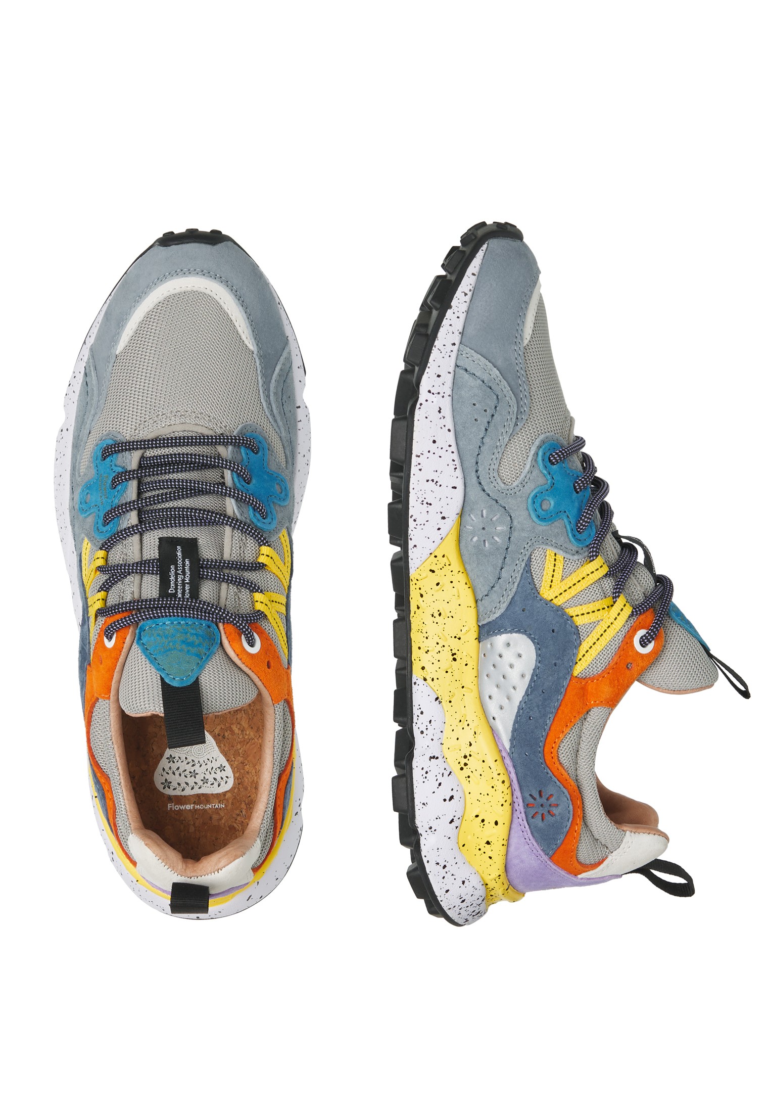 YAMANO 3 MAN - Suede and fabric sneakers - Light blue-Grey