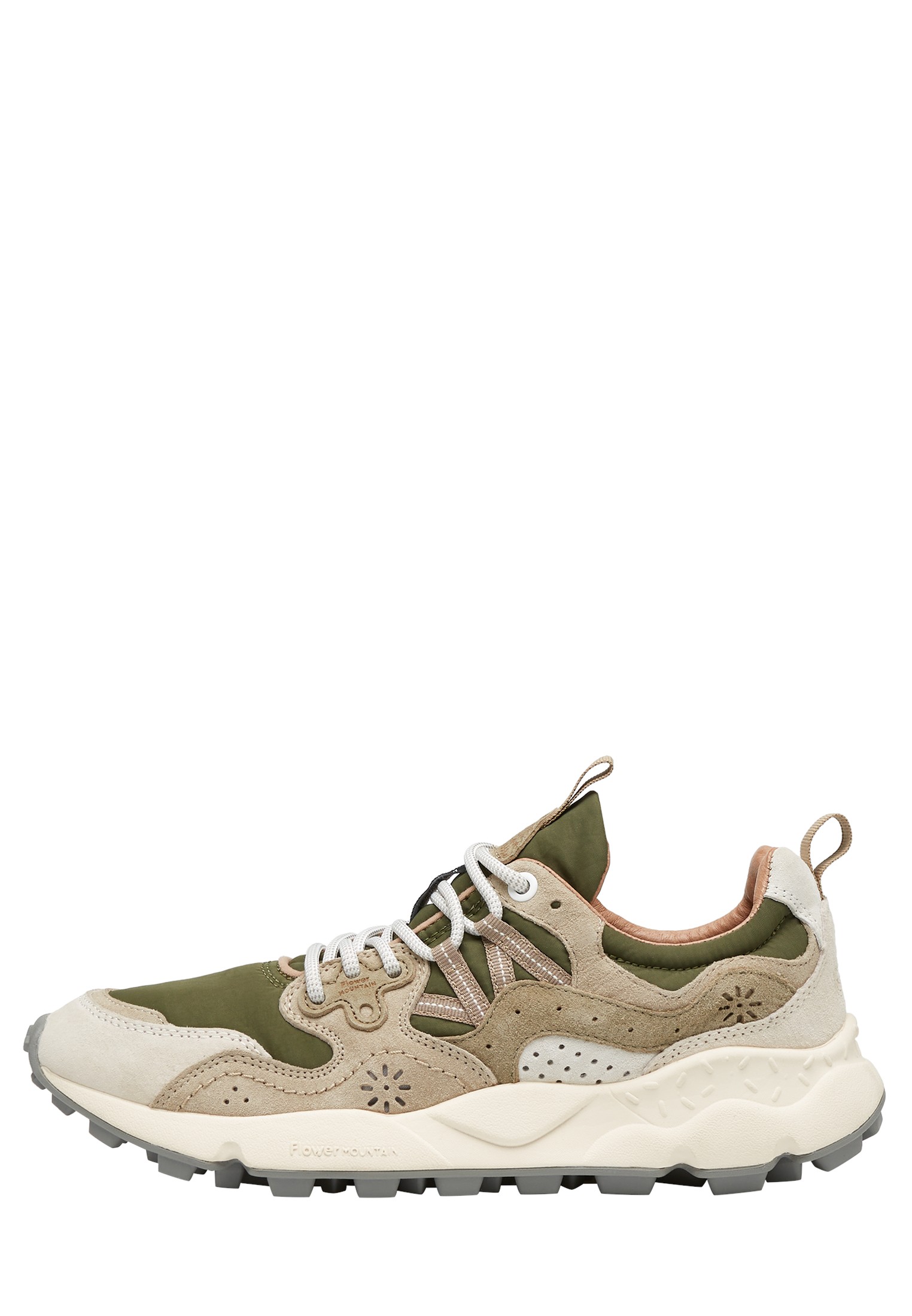 YAMANO 3 UNI - Suede and fabric sneakers - Beige-Army green