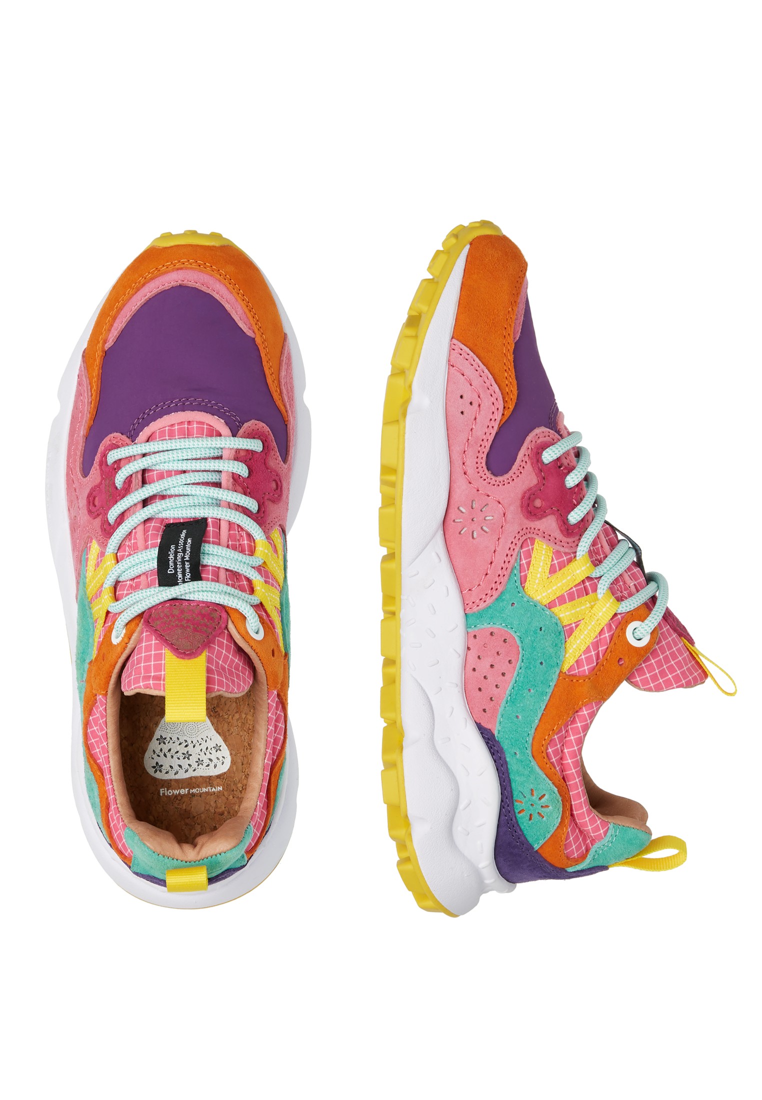 YAMANO 3 WOMAN - Suede and technical fabric sneakers - Fuchsia-Orange