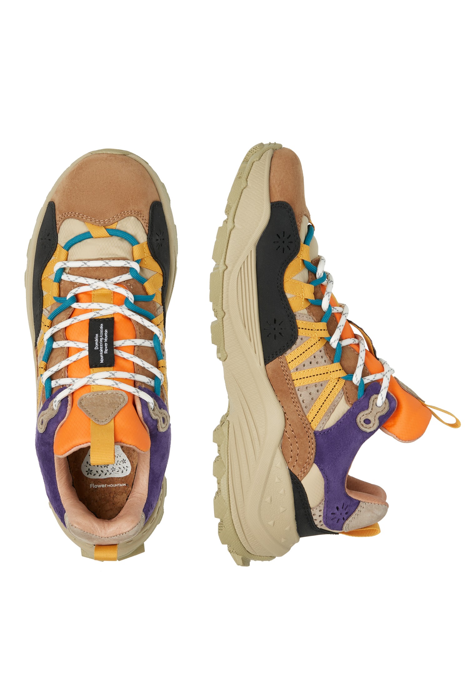 IWANO UNI - Suede and technical fabric sneakers - Brown-Orange
