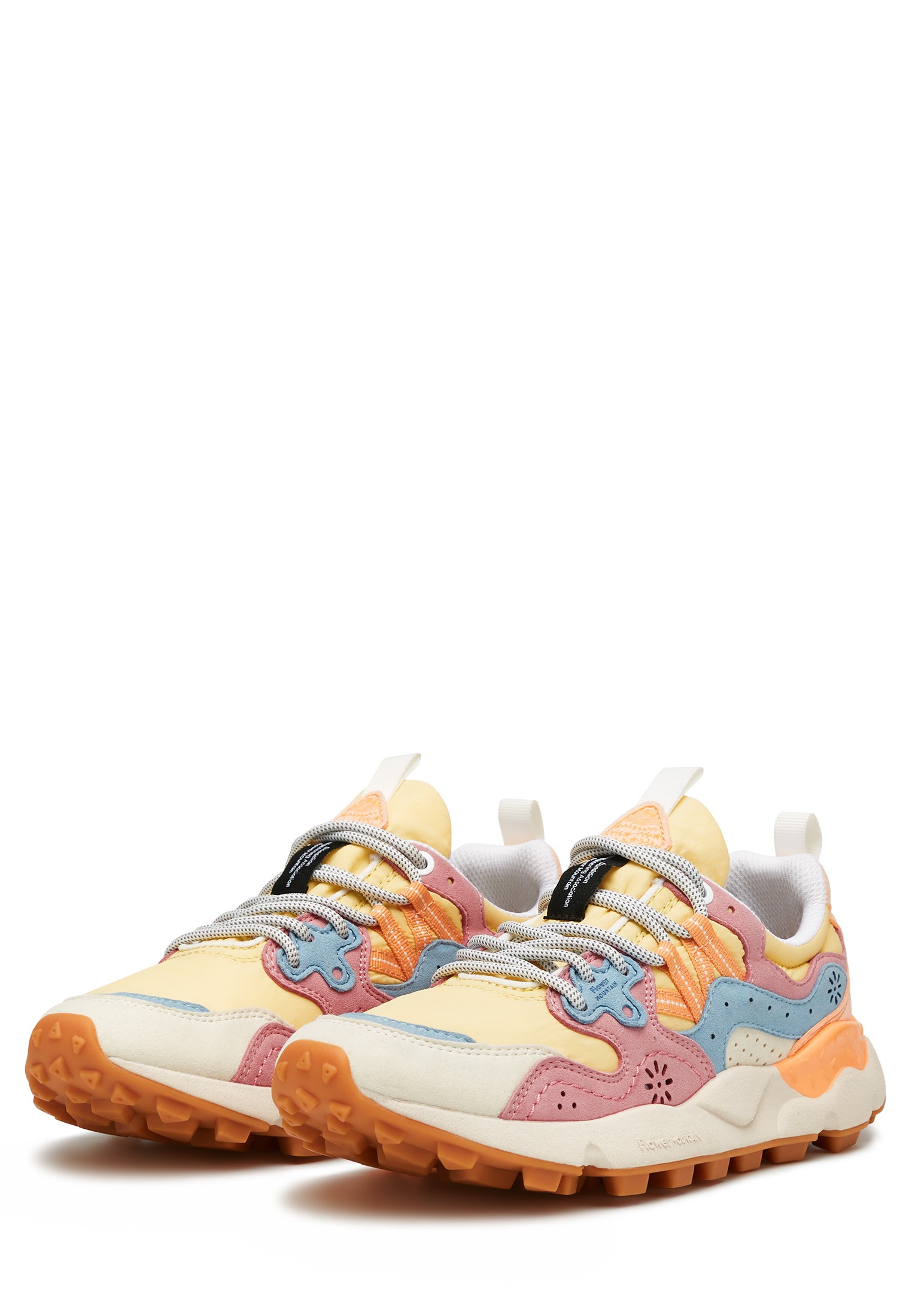 YAMANO 3 WOMAN KAISO - Faux leather and technical fabric sneakers - White-Yellow
