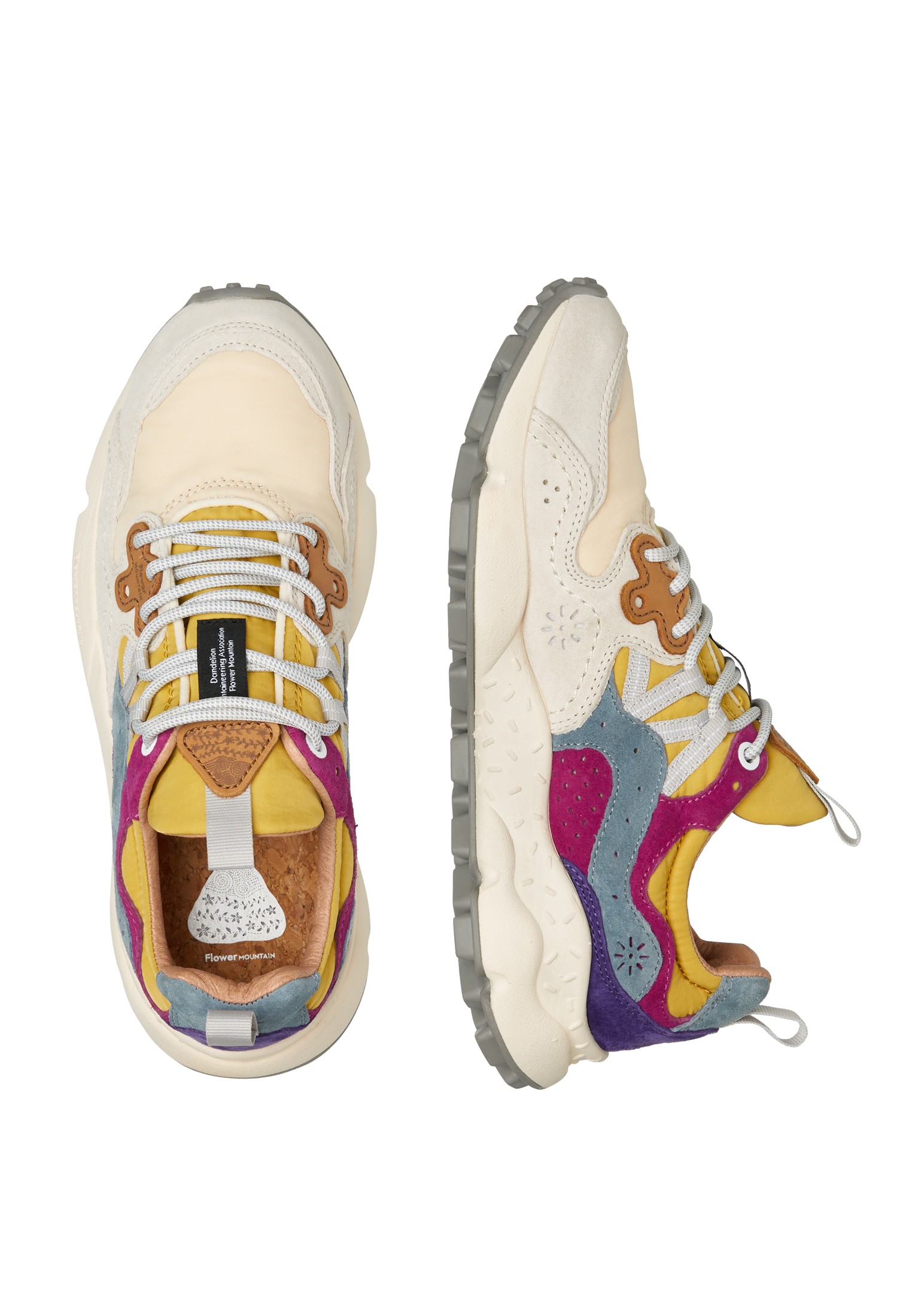 YAMANO 3 UNI - Suede and fabric sneakers - Cream-Ochre