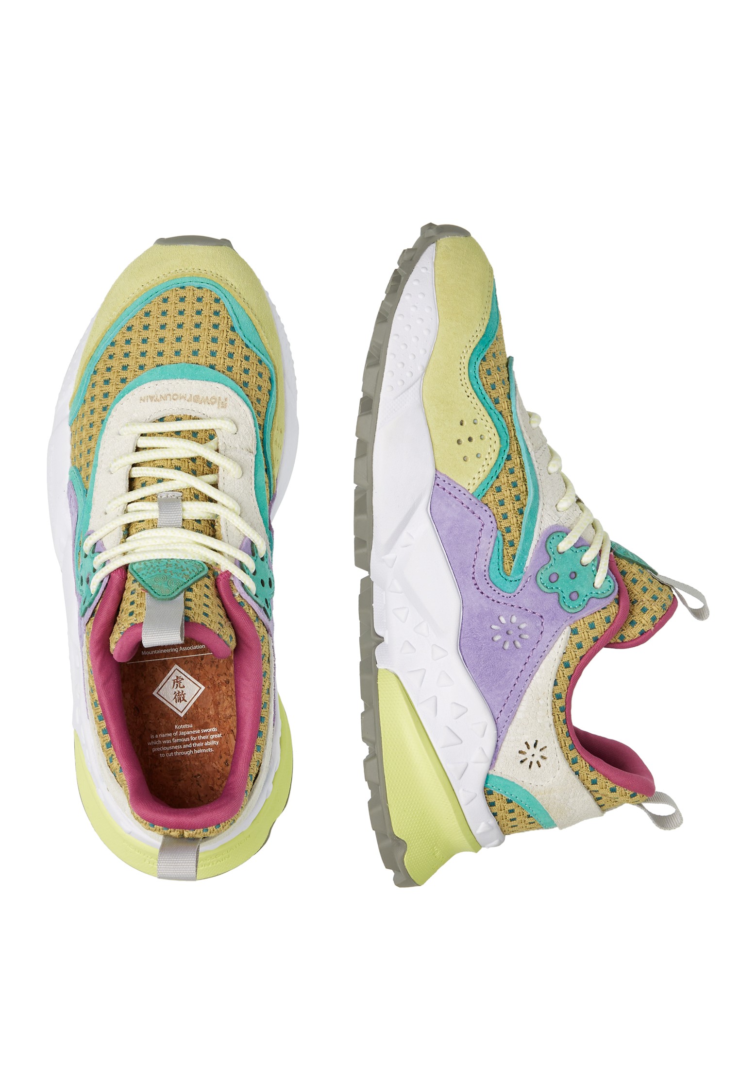 KOTETSU WOMAN - Suede and fabric sneakers - Lilac-White