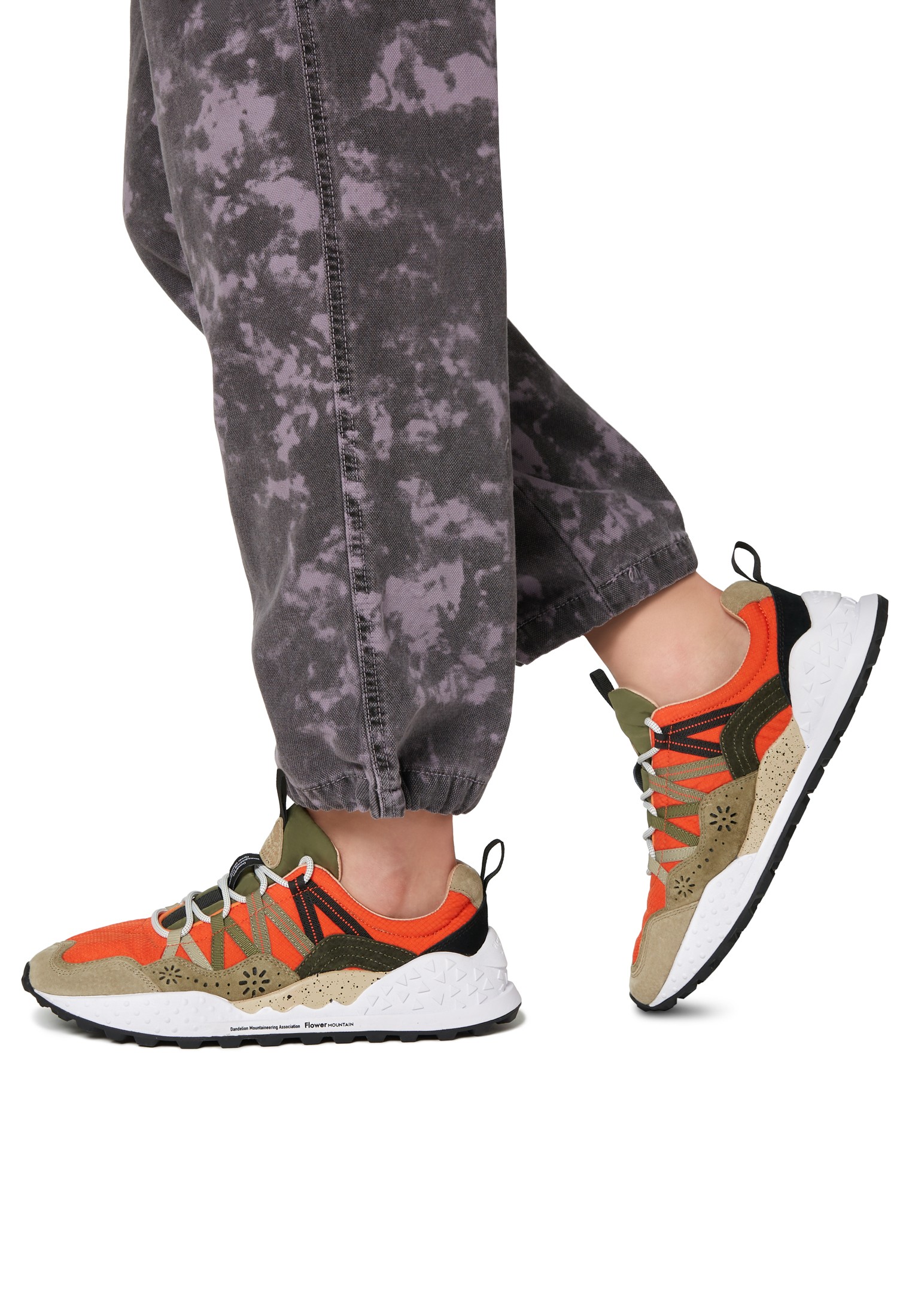 WASHI MAN - Suede and technical fabric sneakers - Brown-Red